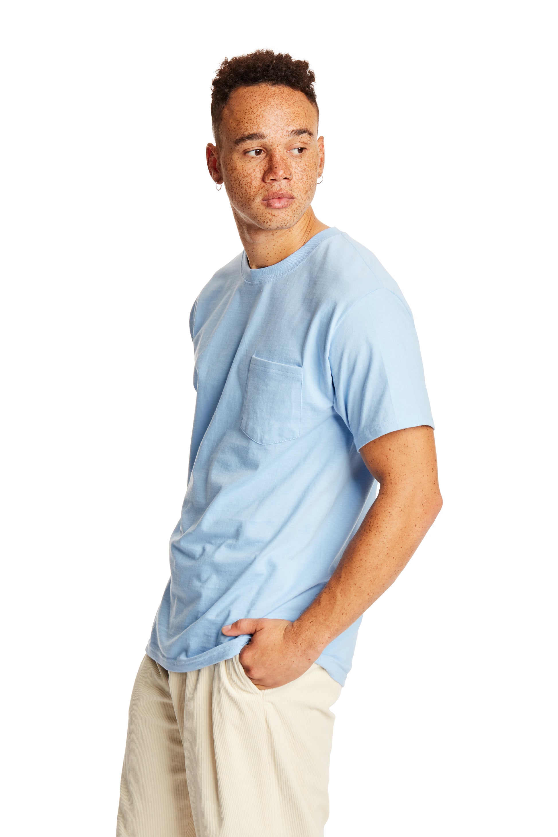 Beefy-T® Short Sleeve Pocket Tee - Light Blue