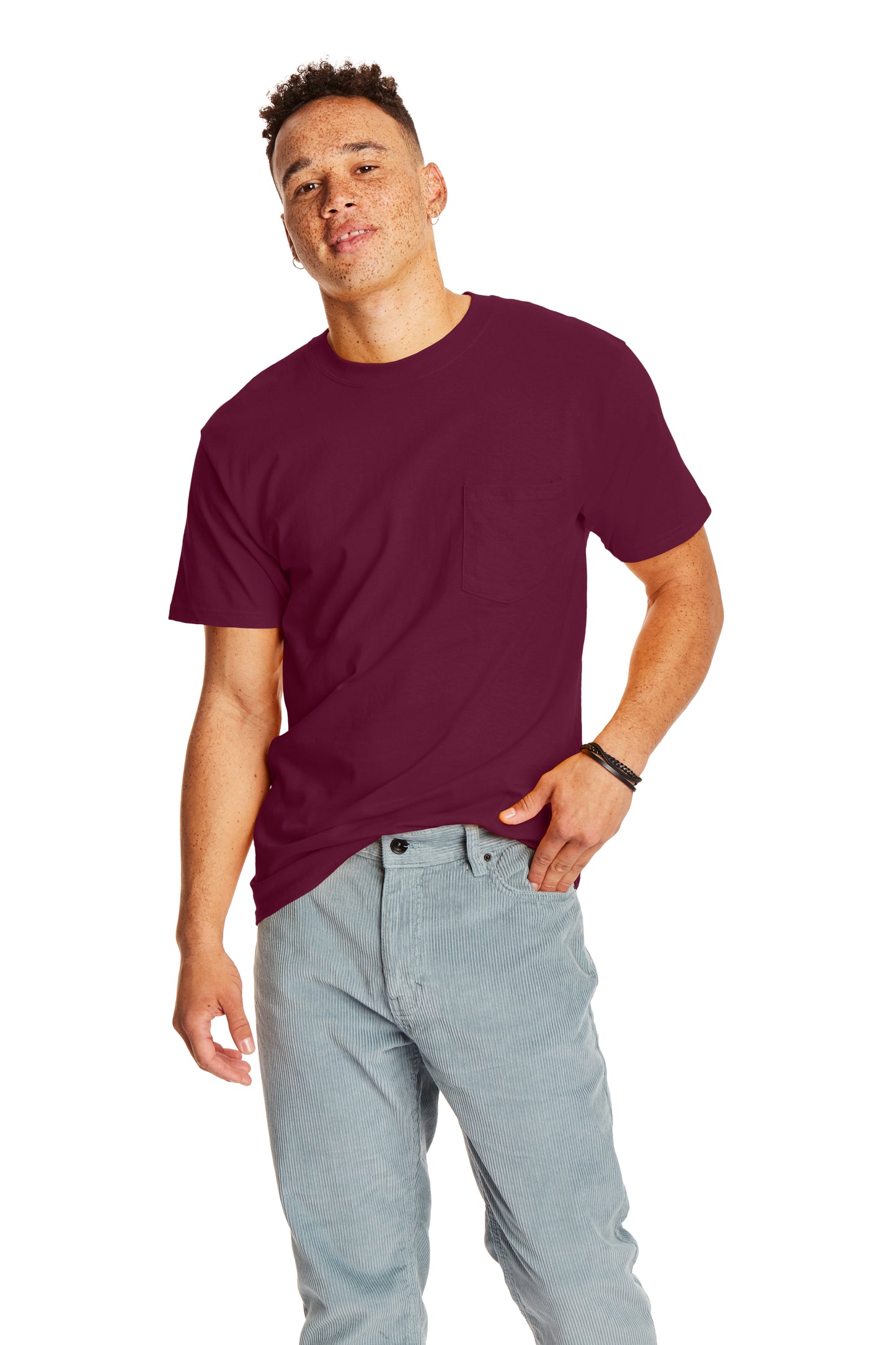 Beefy-T® Short Sleeve Pocket Tee - Maroon