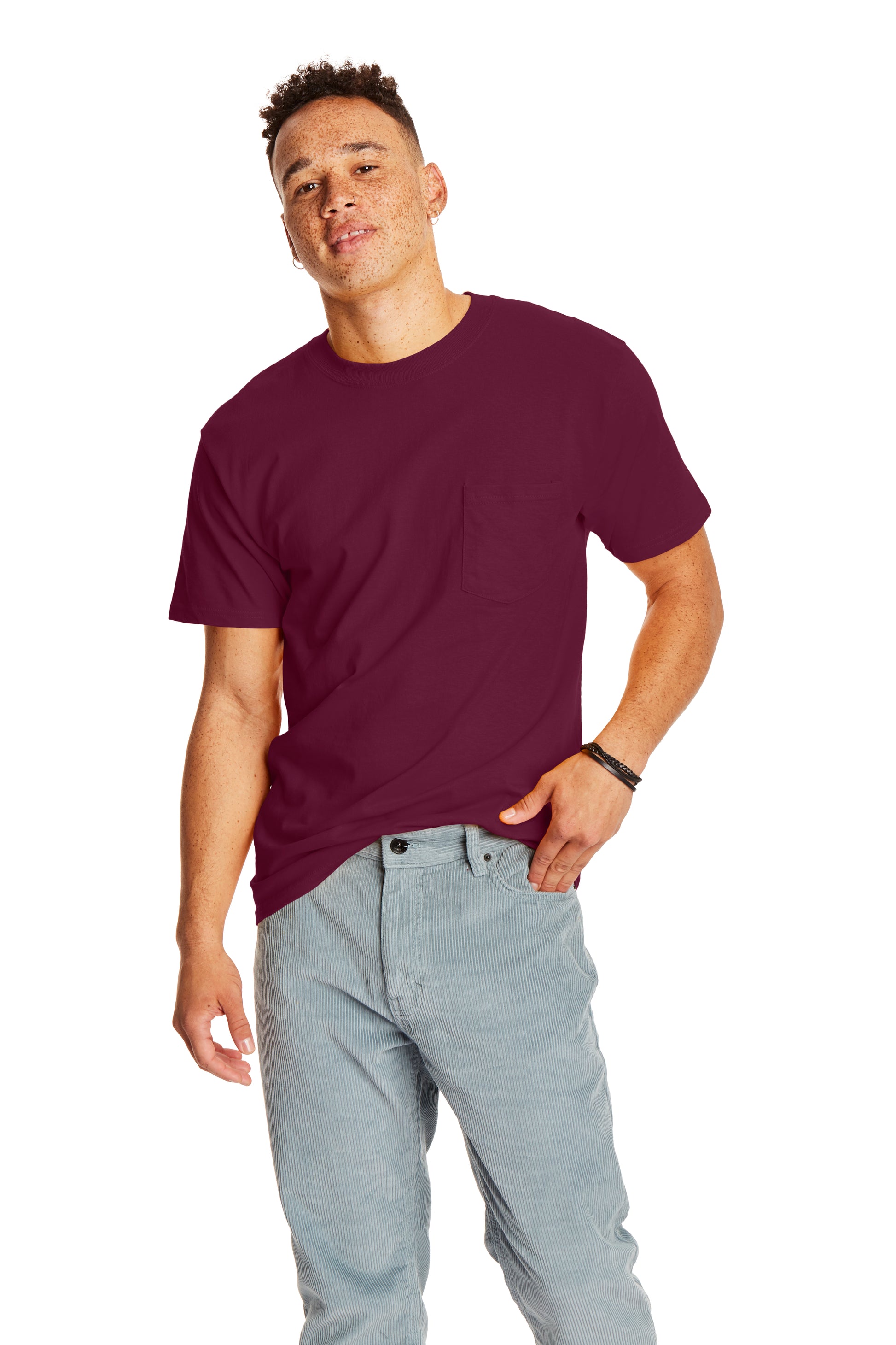 Beefy-T® Short Sleeve Pocket Tee - Maroon