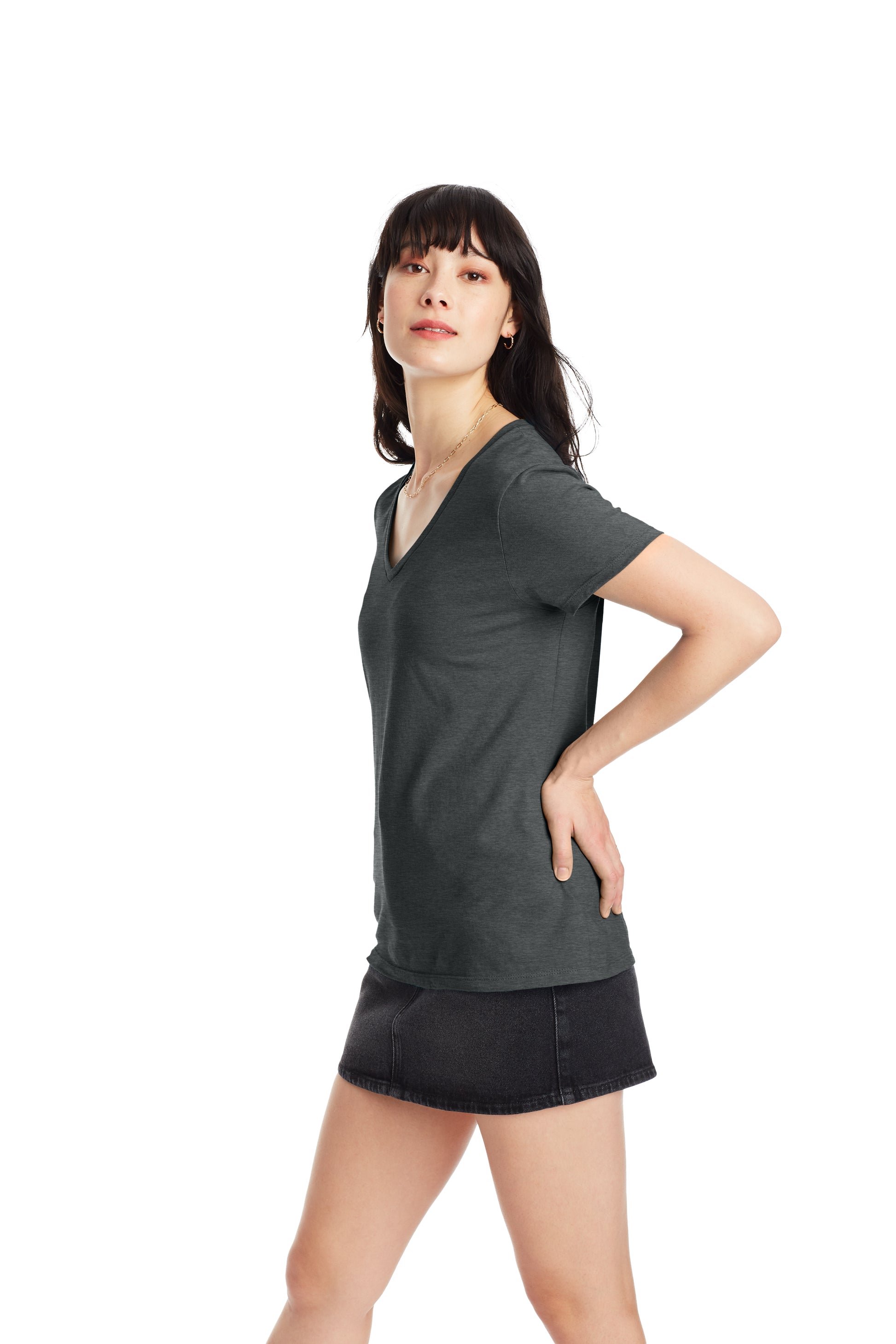 Women's Perfect-T Short Sleeve V-neck - Charcoal Heather