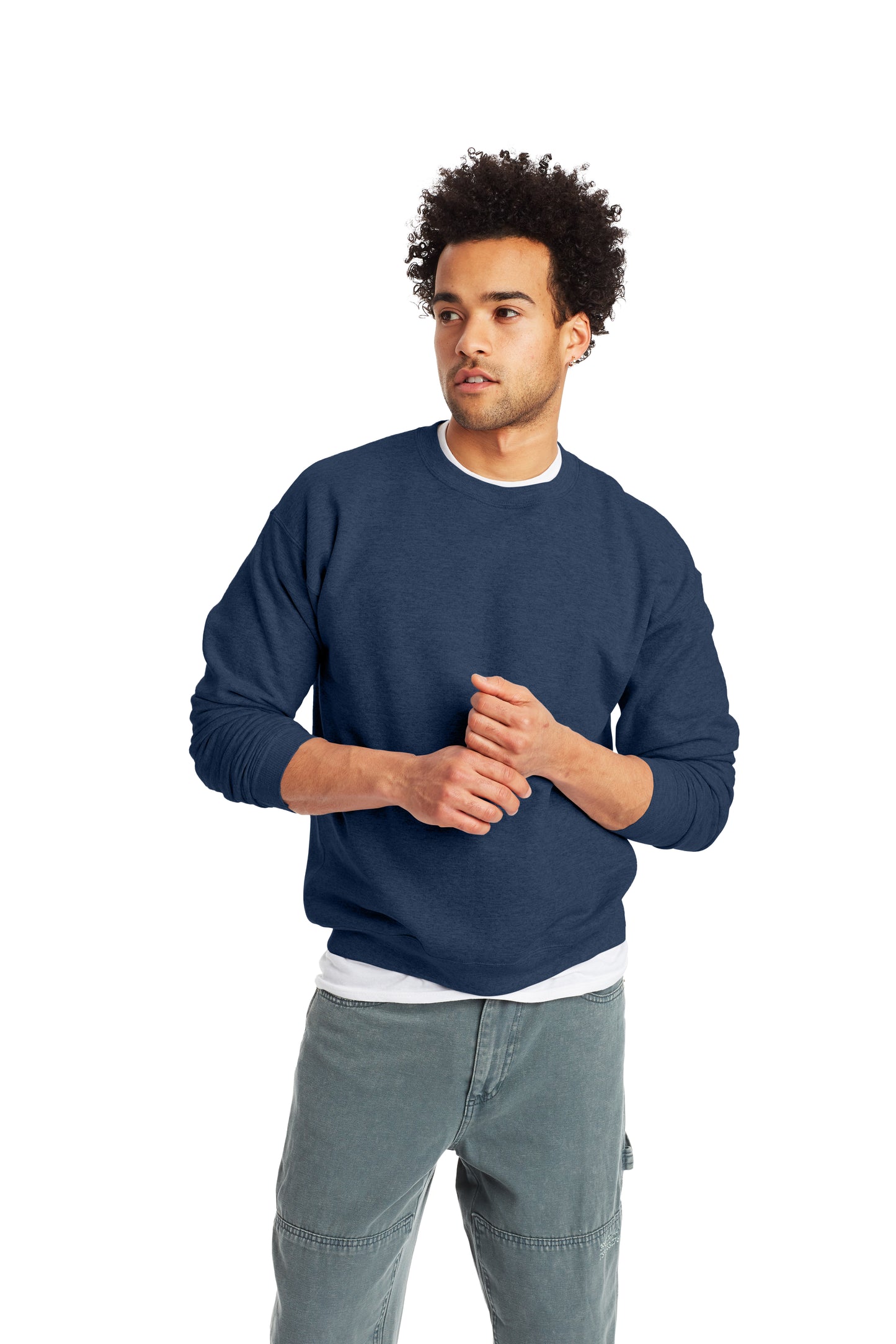 Unisex Ecosmart® 50/50 Crewneck Sweatshirt - Heather Navy