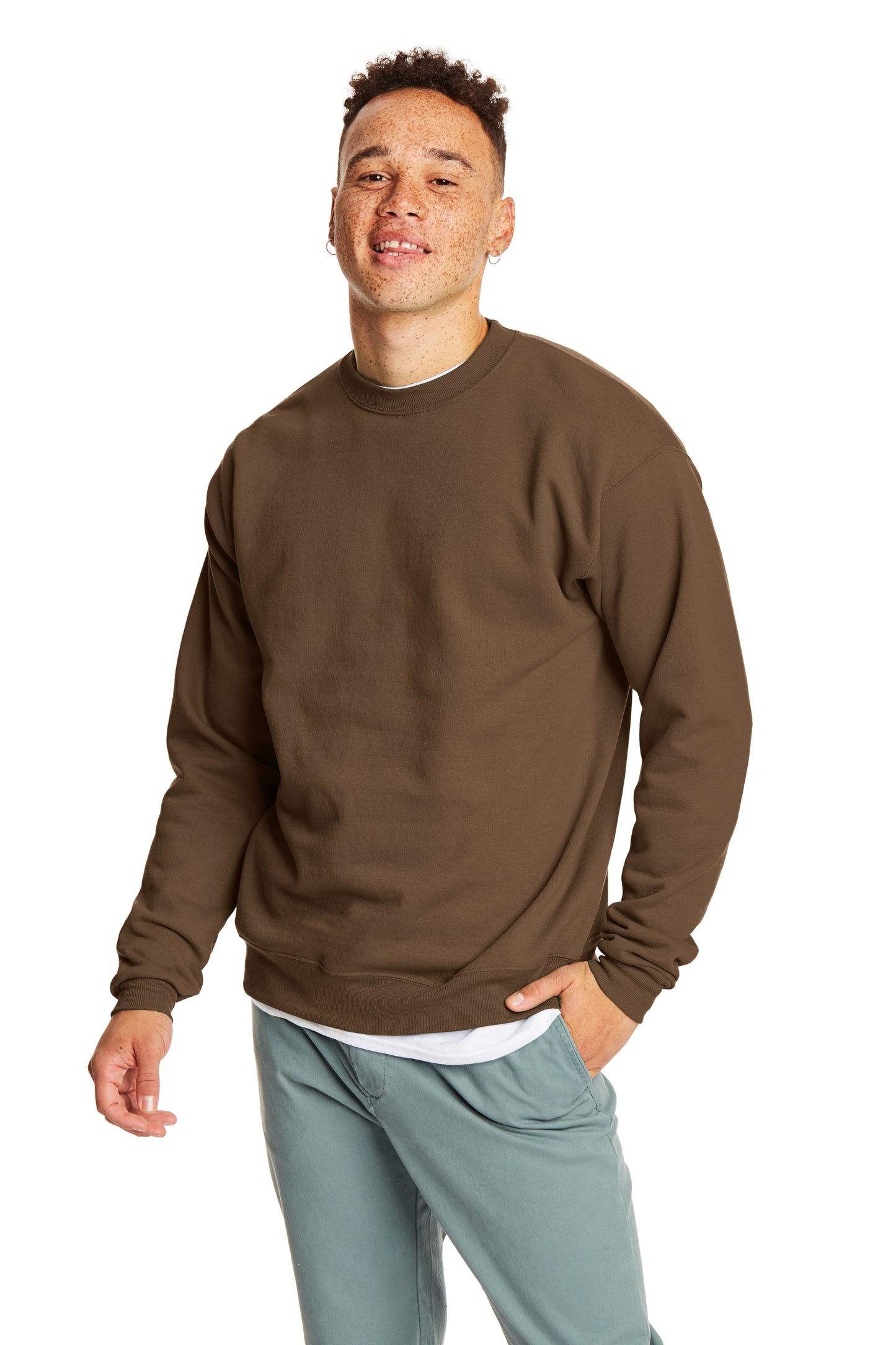Unisex Ecosmart® 50/50 Crewneck Sweatshirt - Army Brown