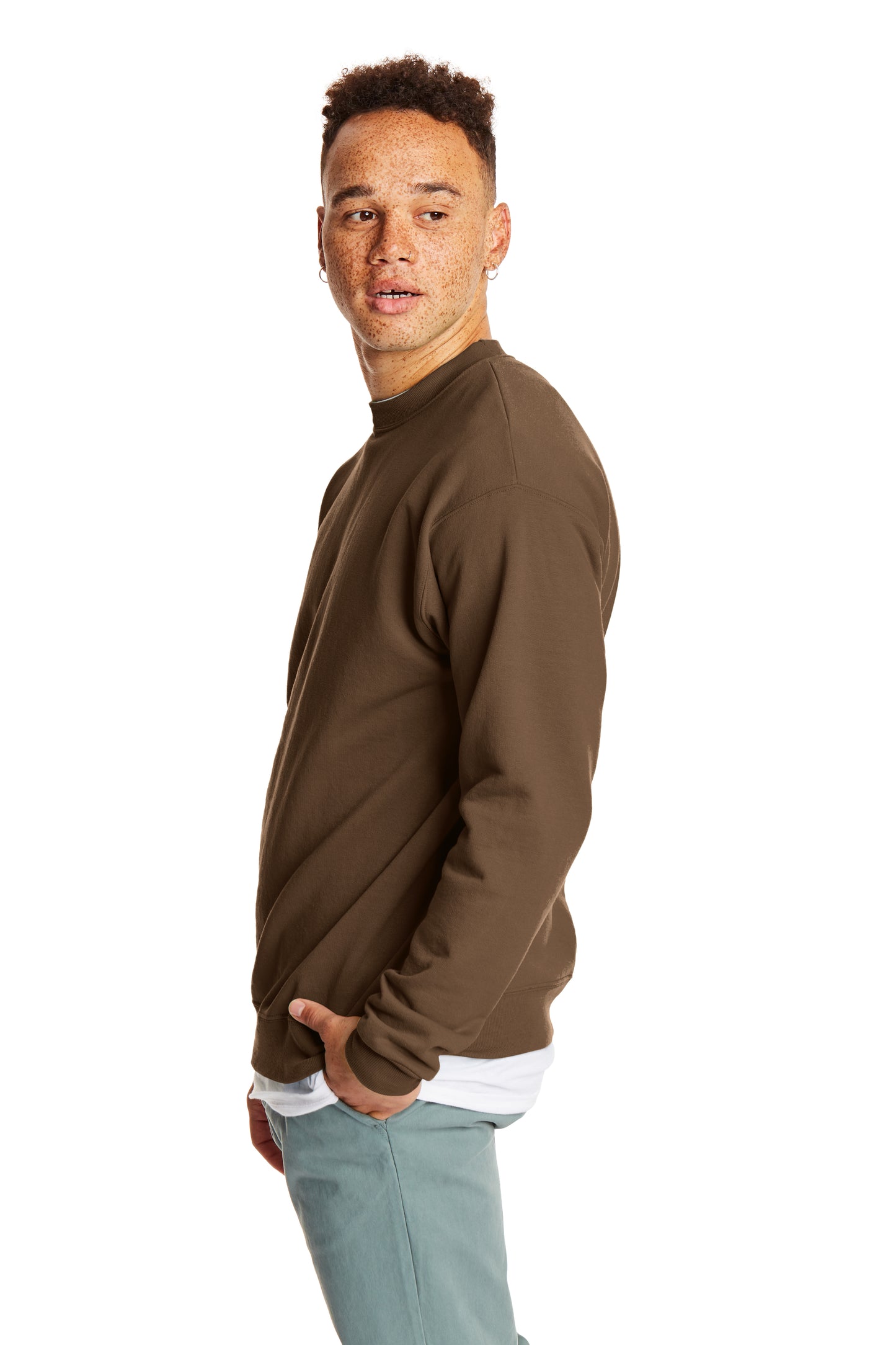 Unisex Ecosmart® 50/50 Crewneck Sweatshirt - Army Brown