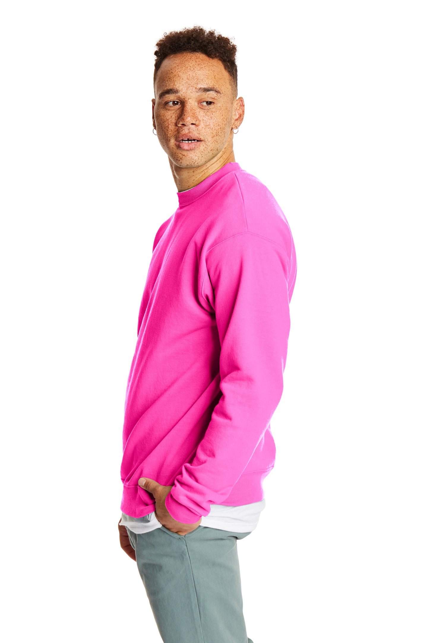 Unisex Ecosmart® 50/50 Crewneck Sweatshirt - Safety Pink
