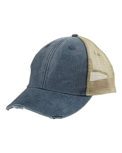 Adams Headwear OL102 Navy/ Tan — front