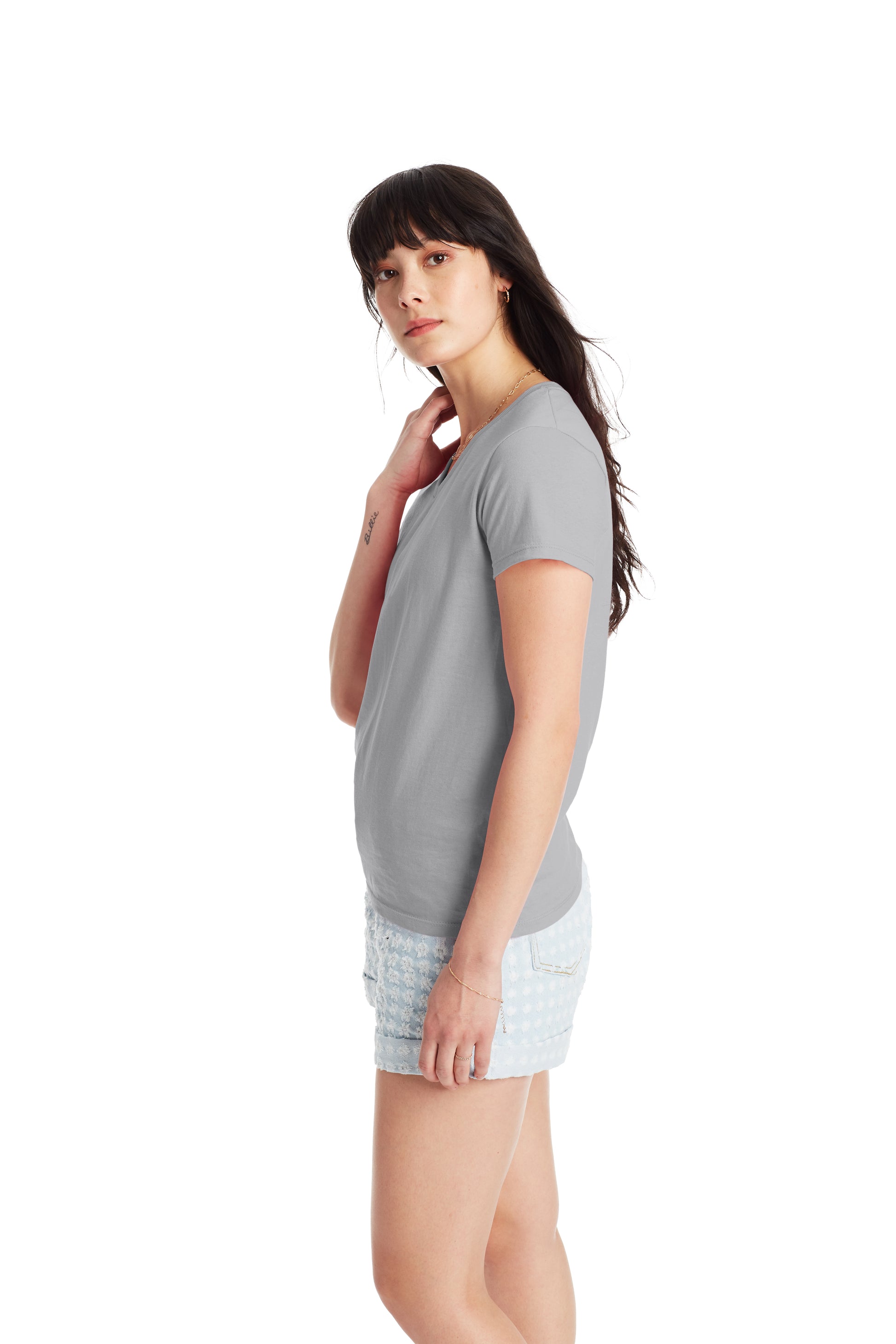 Women's Essential-T Short Sleeve V-neck - Light Steel