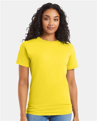 Hanes 5280 Athletic Yellow — on model front