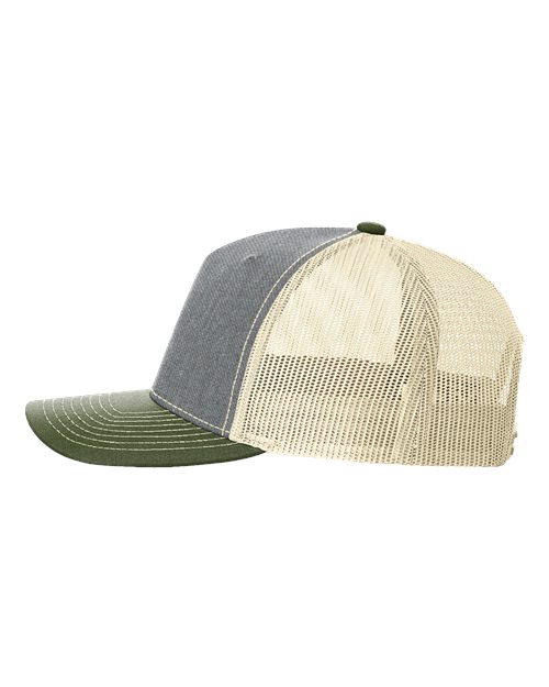 Richardson 112FP Heather Grey/ Birch/ Army Olive — direct side