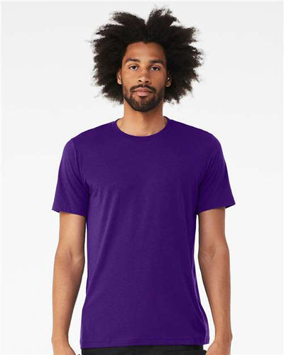 BELLA + CANVAS 3413 Solid Team Purple Triblend — on model front