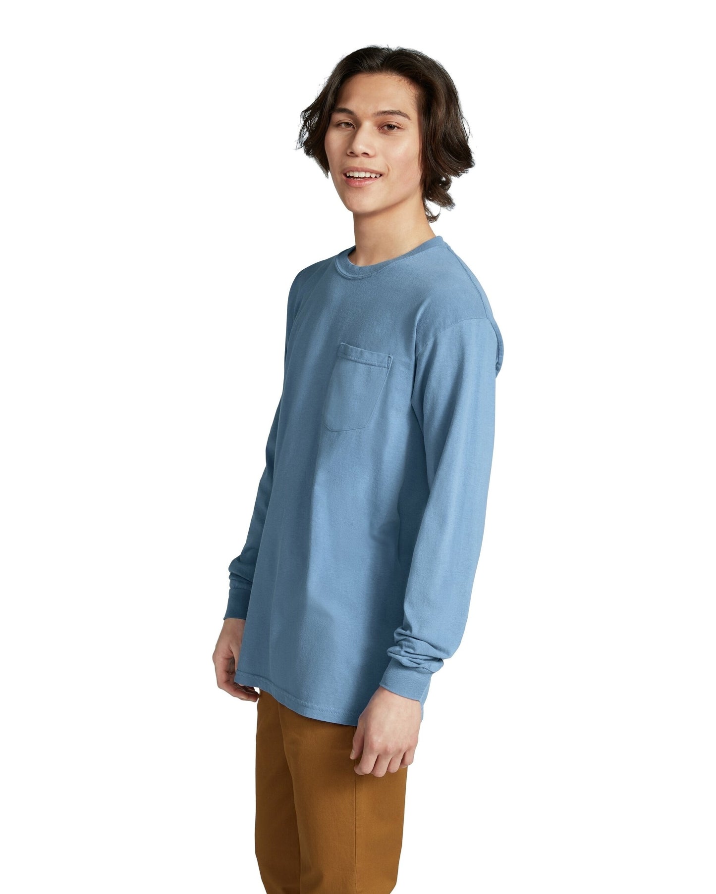 Unisex Heavyweight RS Long-Sleeve Pocket T-Shirt - Blue Jean