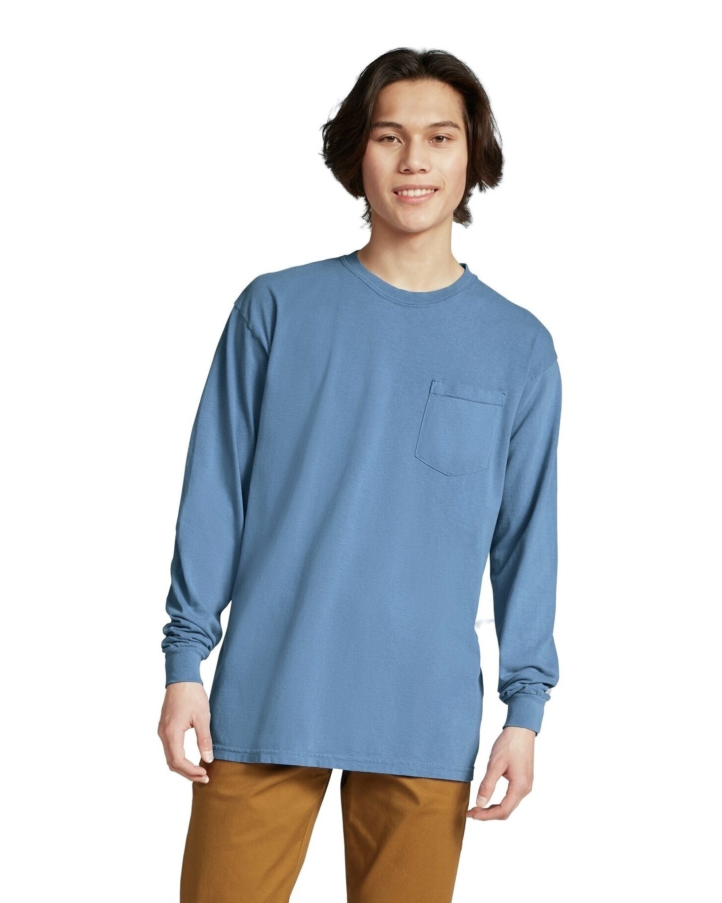Unisex Heavyweight RS Long-Sleeve Pocket T-Shirt - Blue Jean
