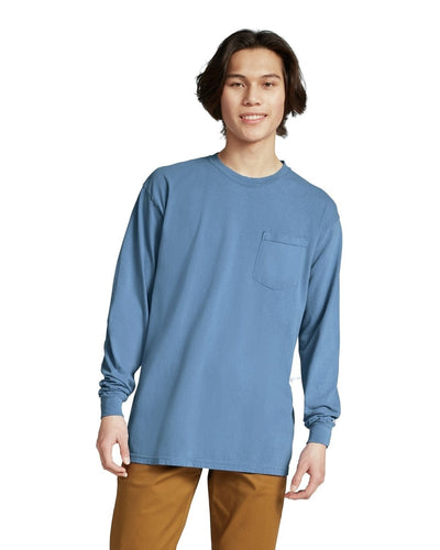 Unisex Heavyweight RS Long-Sleeve Pocket T-Shirt - Blue Jean