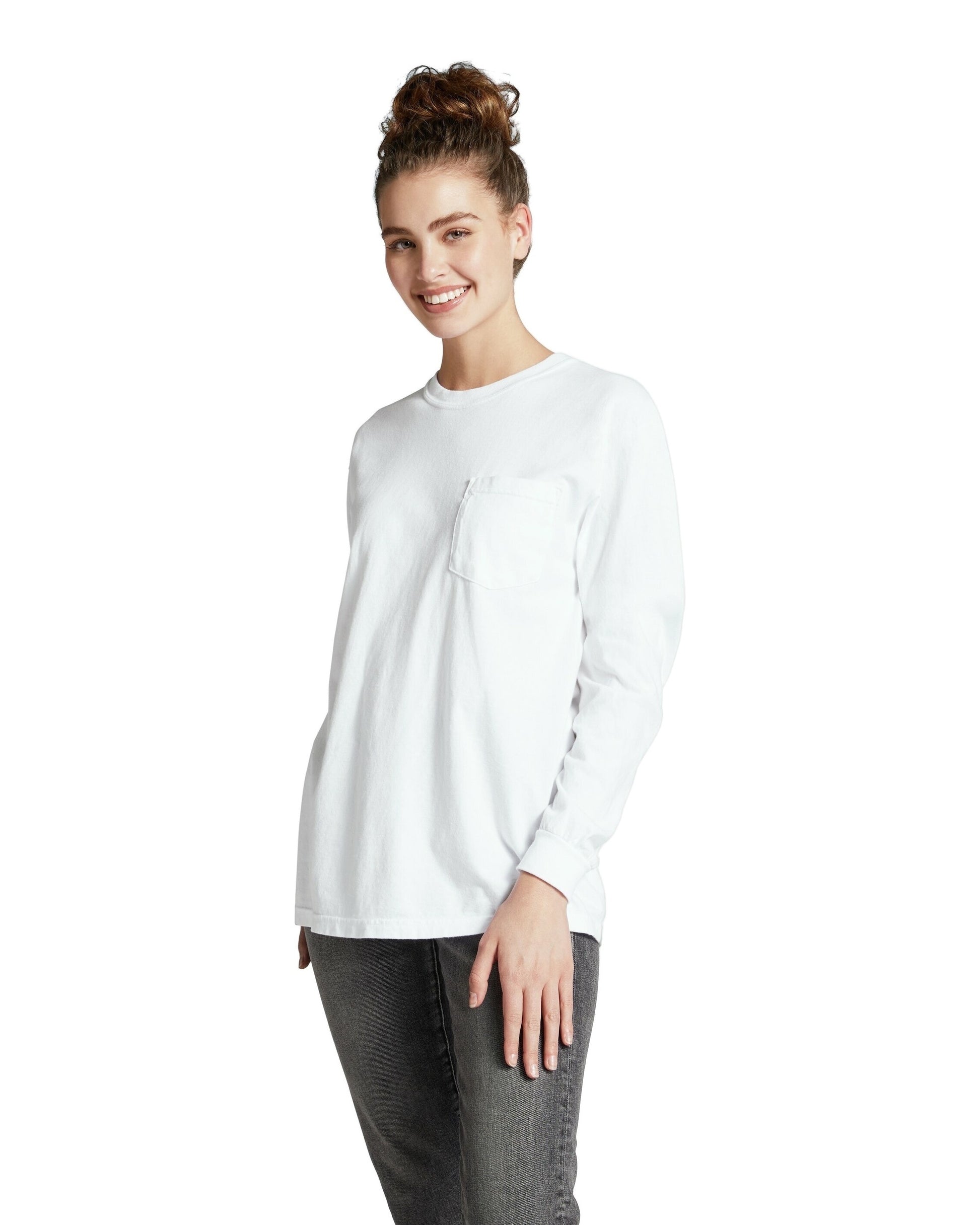 Unisex Heavyweight RS Long-Sleeve Pocket T-Shirt - White