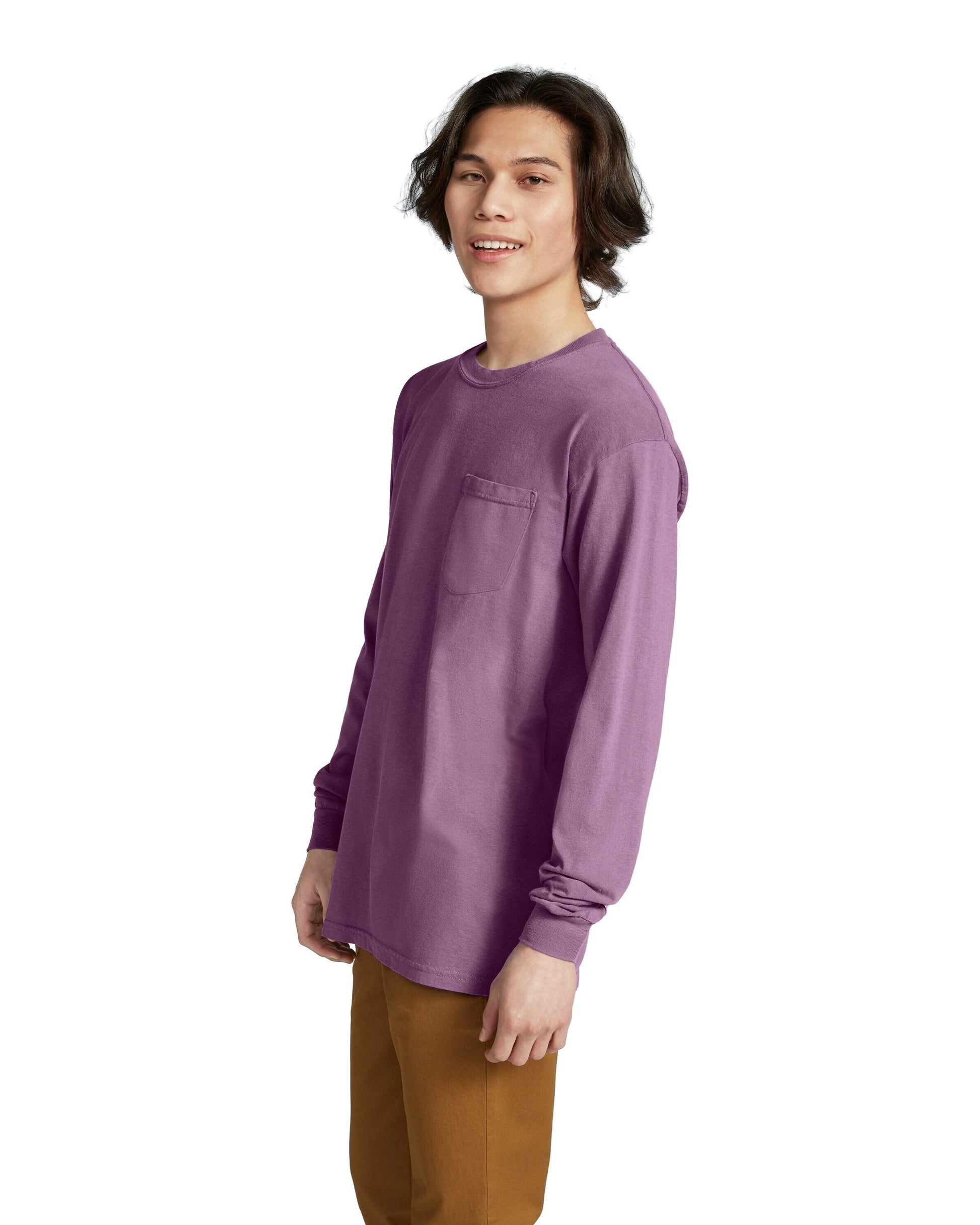 Unisex Heavyweight RS Long-Sleeve Pocket T-Shirt - Berry