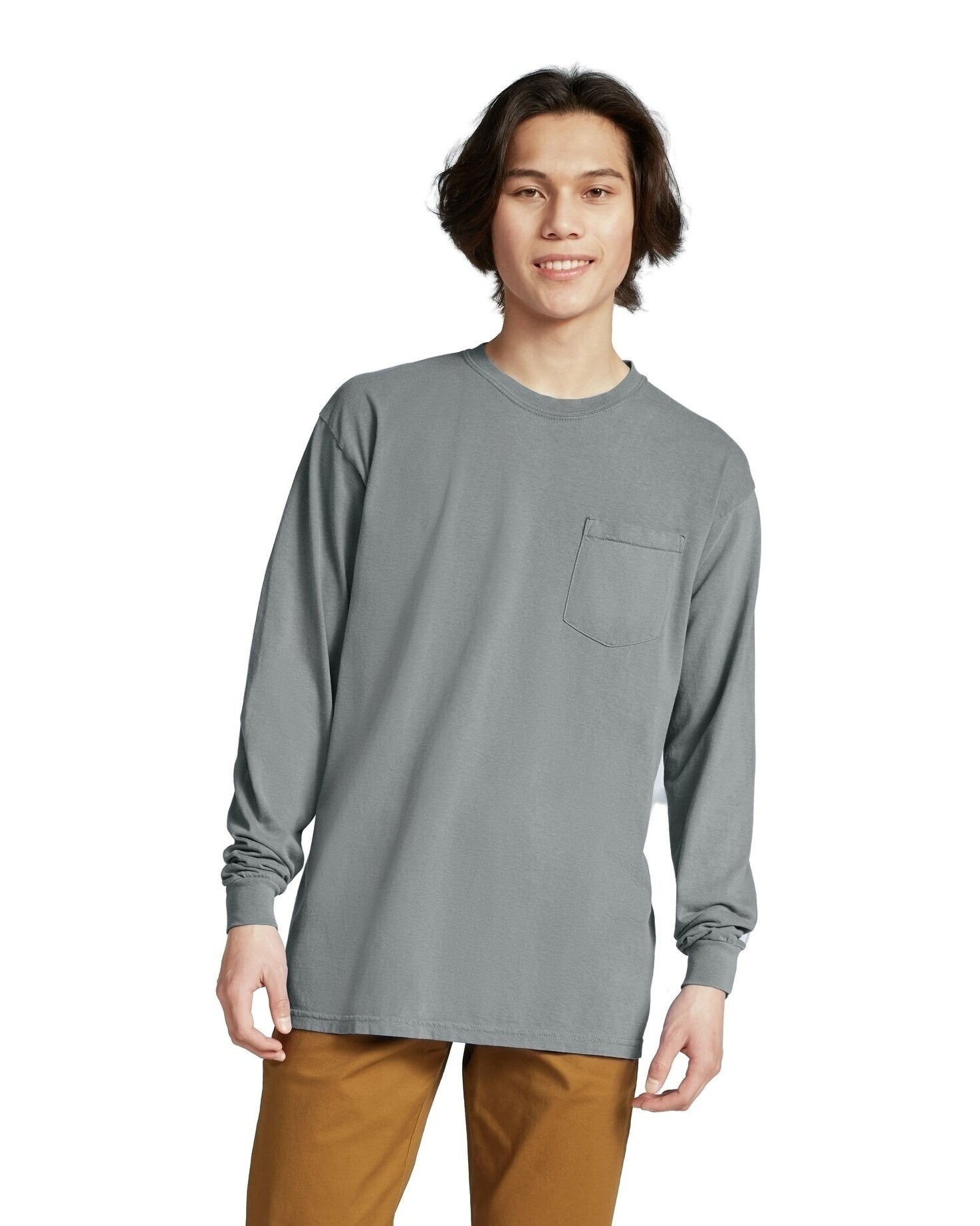 Unisex Heavyweight RS Long-Sleeve Pocket T-Shirt - Granite