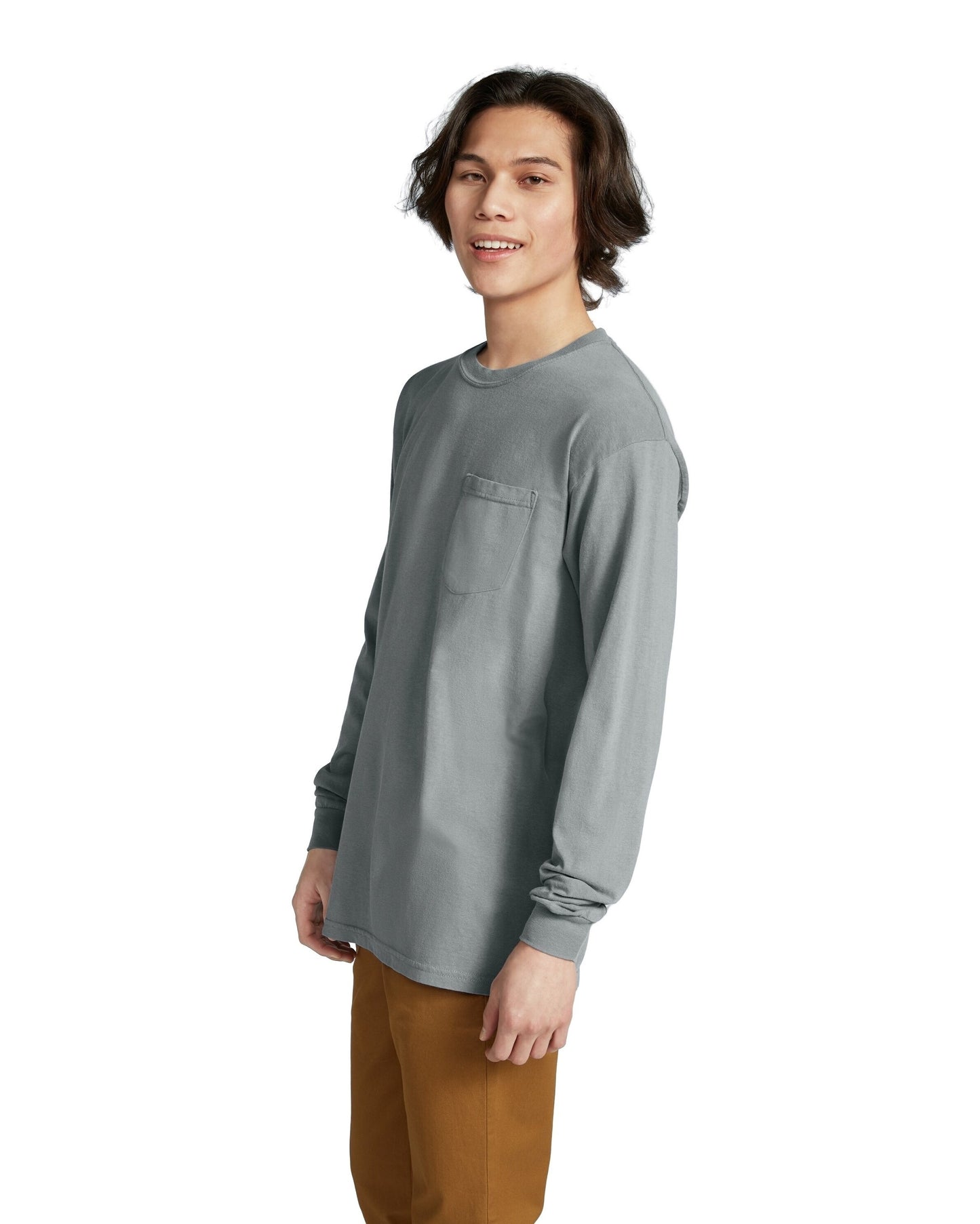 Unisex Heavyweight RS Long-Sleeve Pocket T-Shirt - Granite