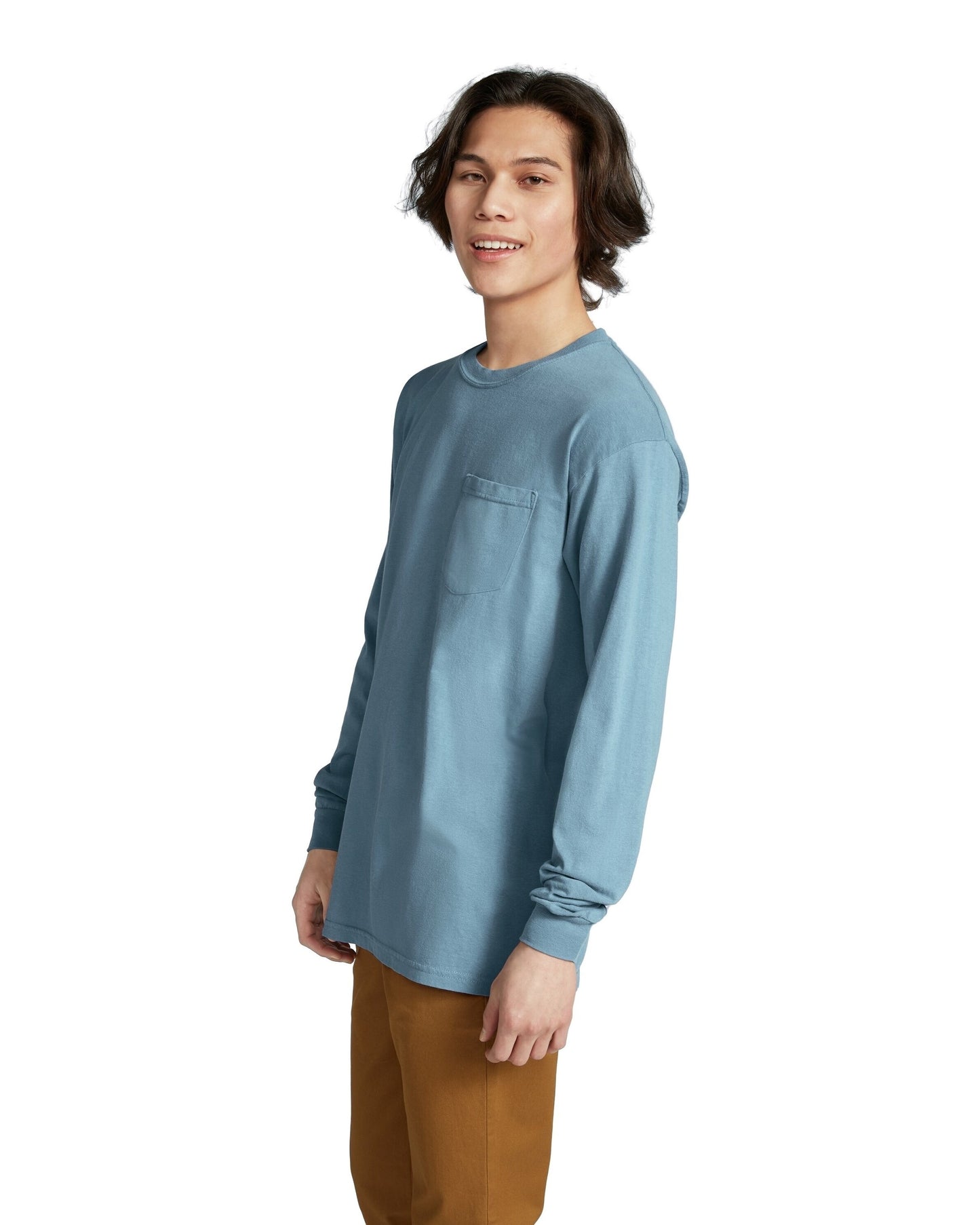 Unisex Heavyweight RS Long-Sleeve Pocket T-Shirt - Ice Blue