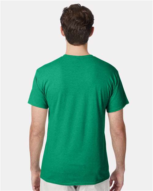 Hanes 42TB Kelly Green Heather — on model back