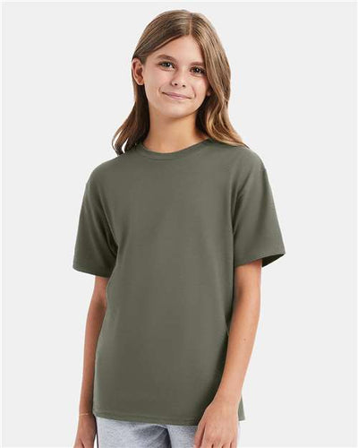 Hanes 498Y Fatigue Green — on model front