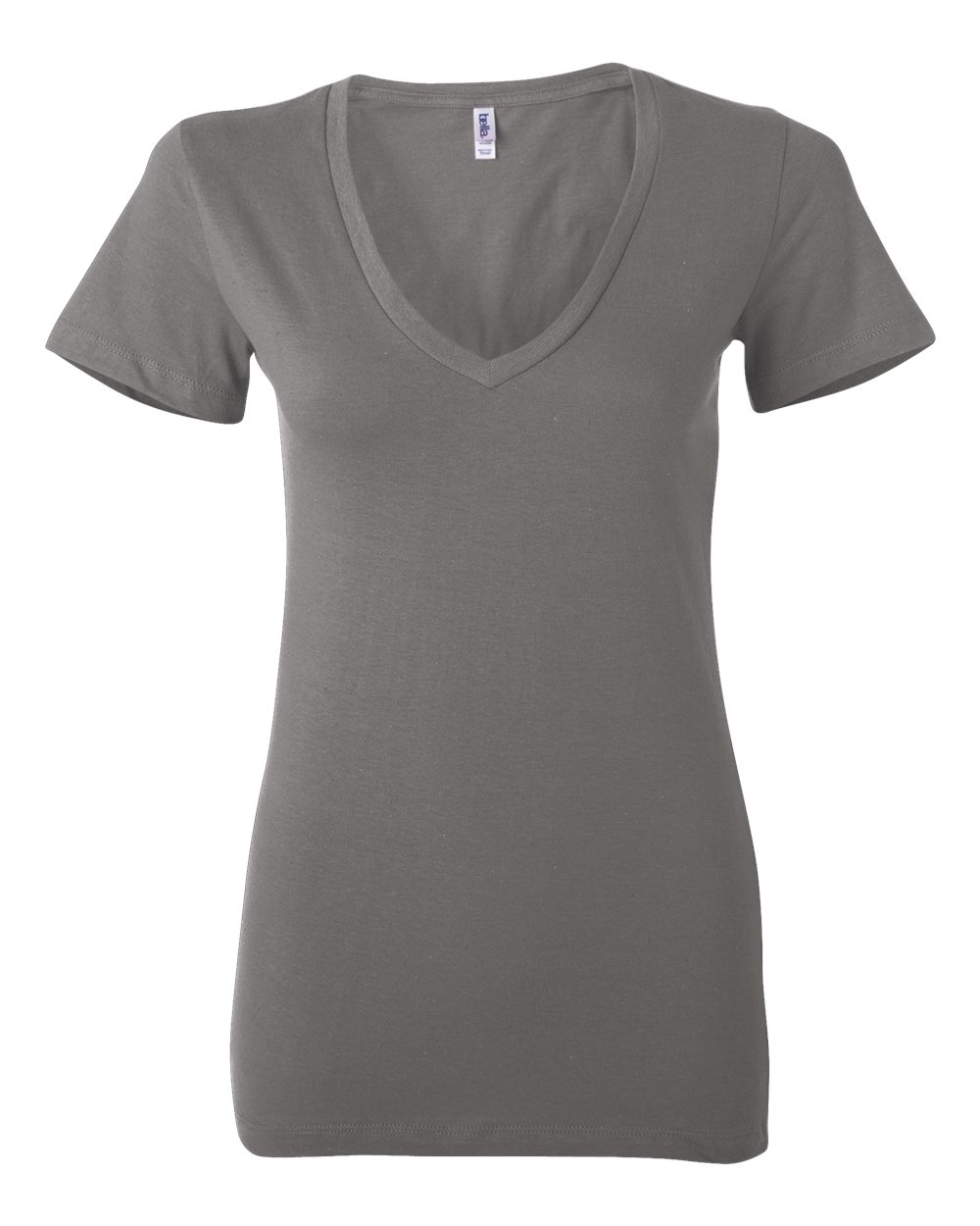 Ladies' Jersey Short-Sleeve Deep V-Neck T-Shirt - Asphalt