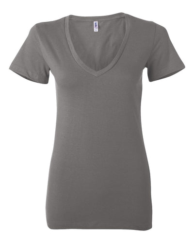 Ladies' Jersey Short-Sleeve Deep V-Neck T-Shirt - Asphalt