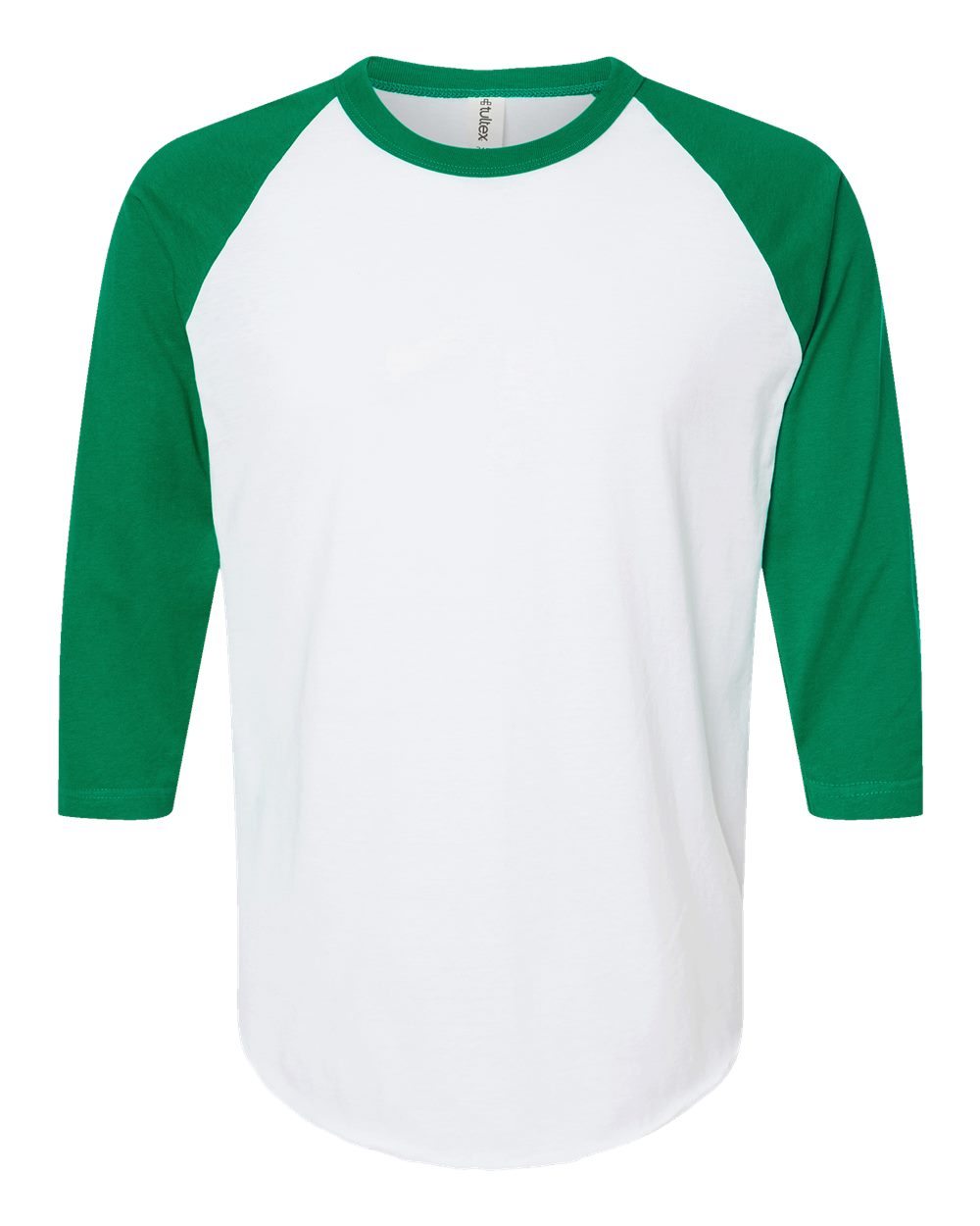 Unisex Fine Jersey Raglan Tee - White / Kelly