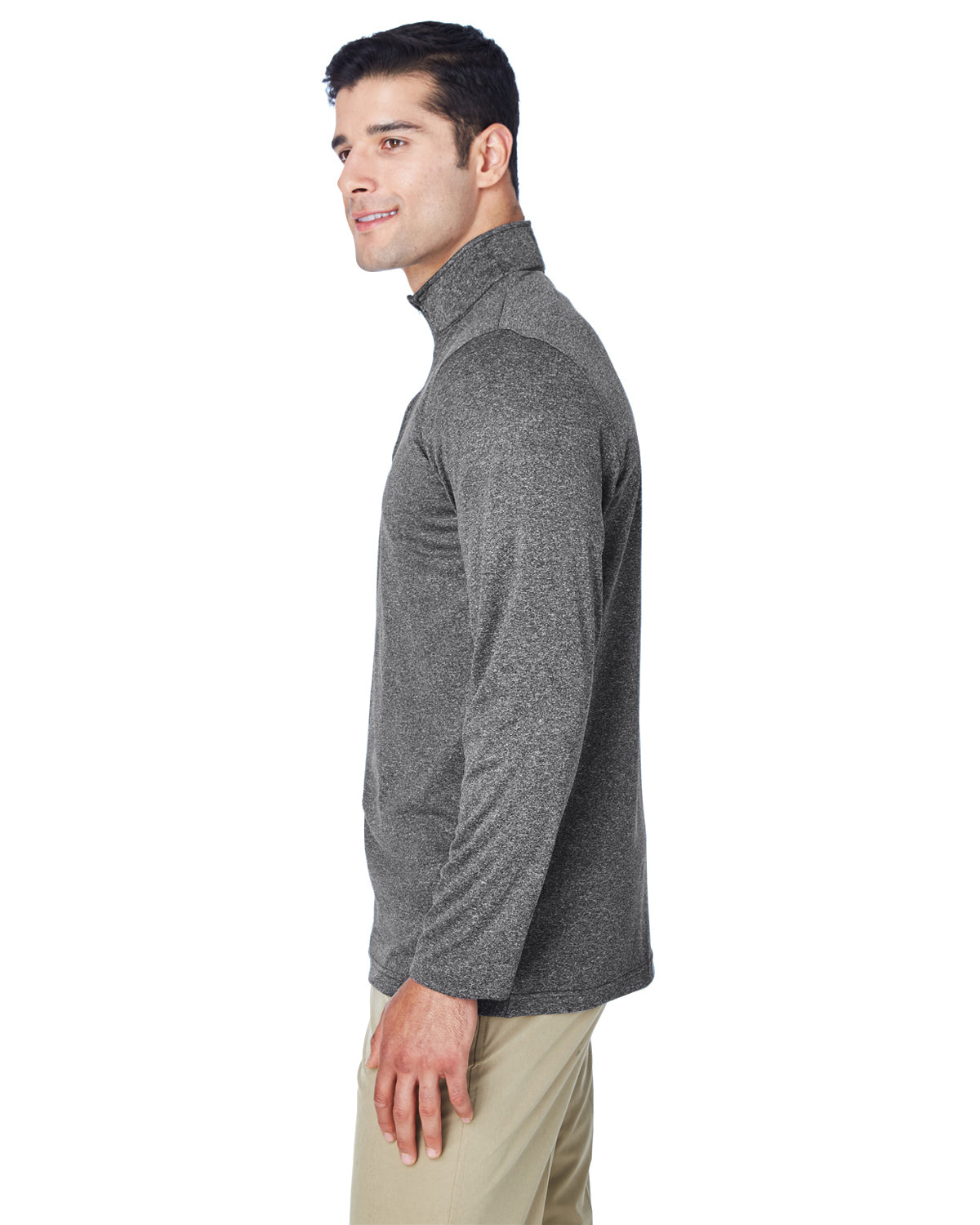 Men's Cool & Dry Heathered Performance Quarter-Zip - Black Heather