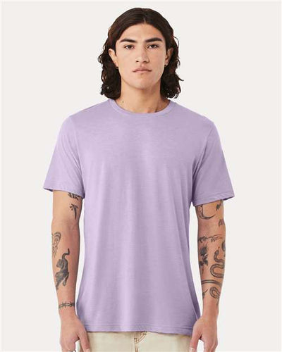 BELLA + CANVAS 3413 Dark Lavender Triblend — on model front