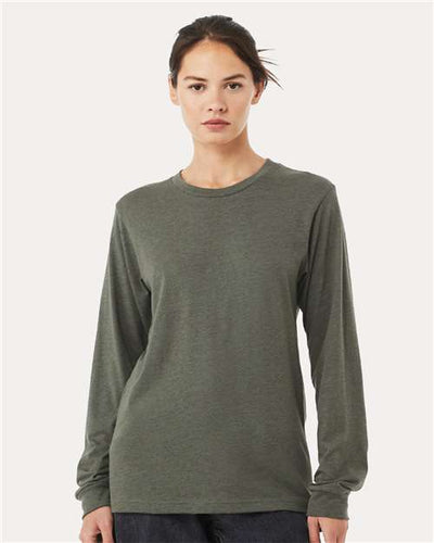 BELLA + CANVAS 3501CVC Heather Military Green — on model front