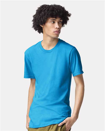 American Apparel 2001CVC Heather Teal — on model front