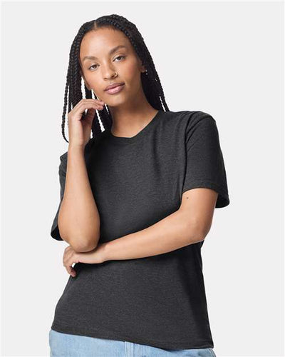 American Apparel 2001CVC Heather Black — on model front