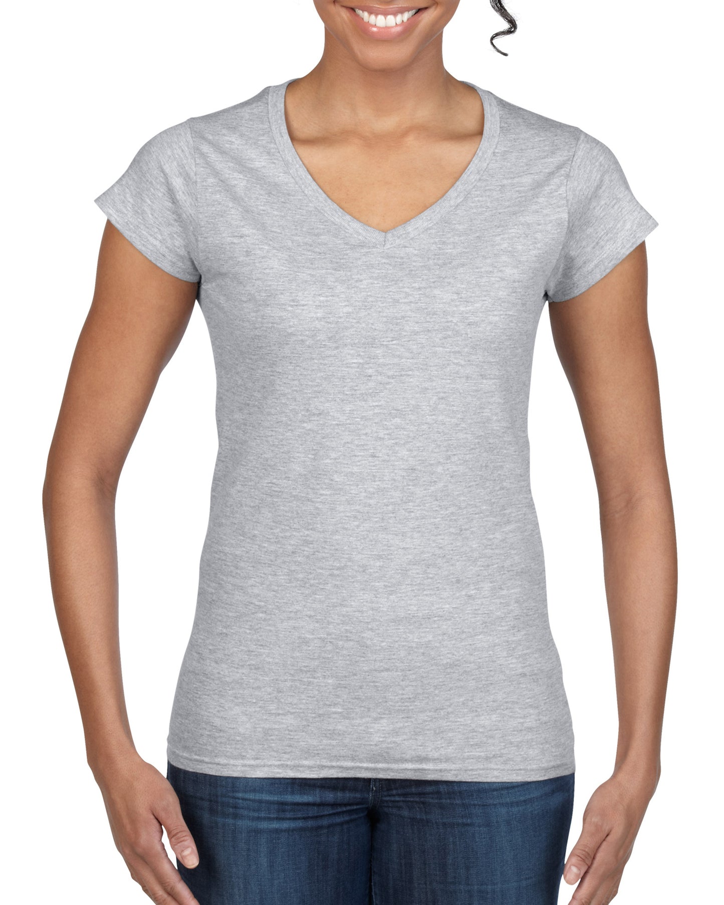 Women's SoftStyle® Fitted V-Neck T-Shirt - Sport Gray