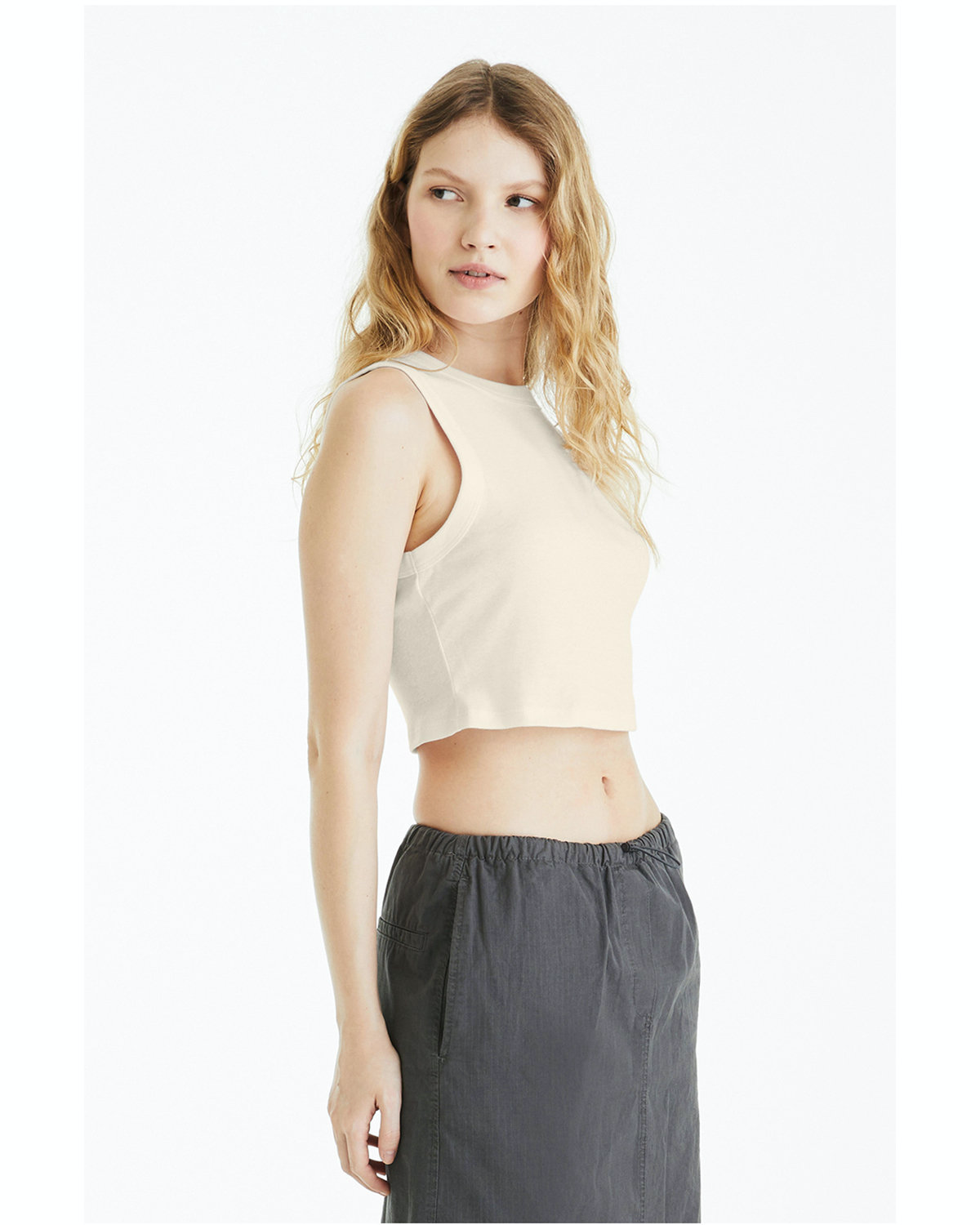 Women's Micro Rib Muscle Crop Tank - Solid Natural Blend