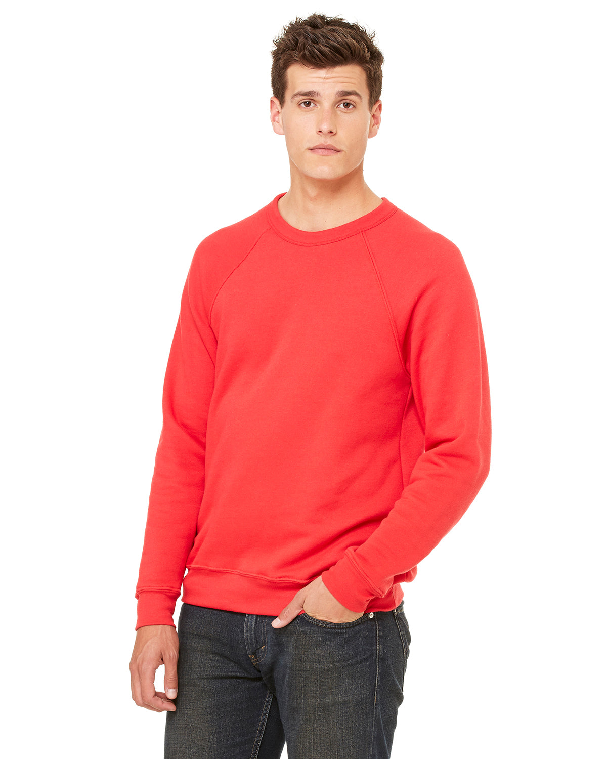 Unisex Sponge Fleece Raglan Sweatshirt - Red