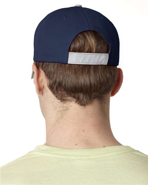 Adams Headwear RF102 Navy — on model back