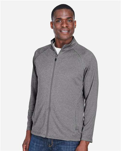 Devon & Jones DG420 Dark Grey Heather — on model front