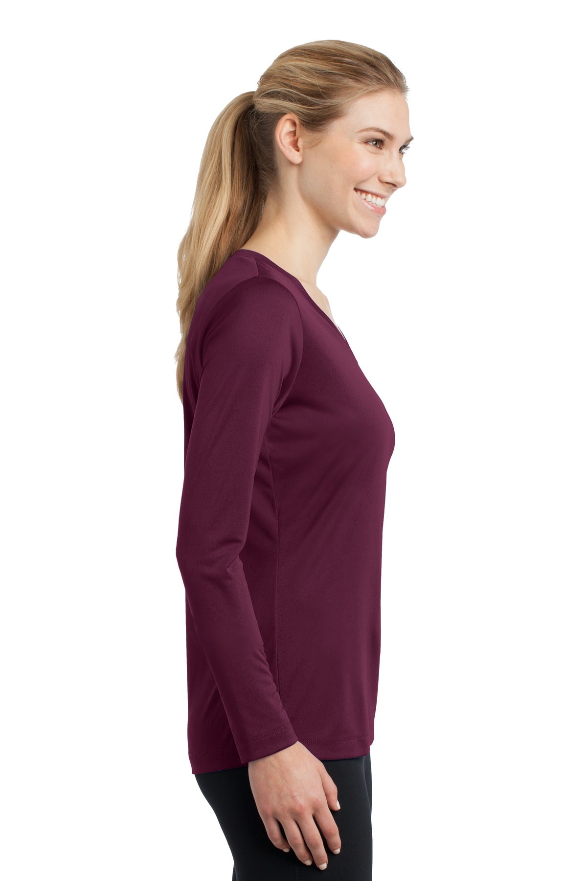 Women's Long Sleeve PosiCharge Competitor V-Neck Tee - Maroon
