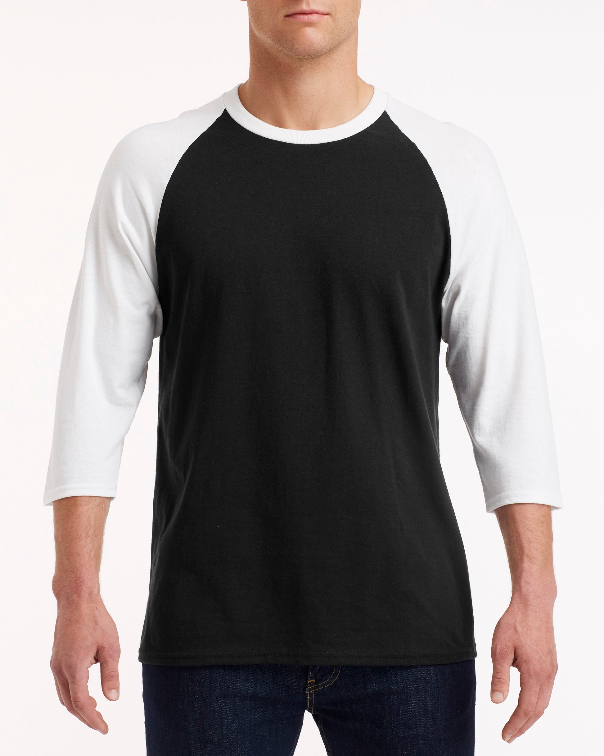 Unisex Heavy Cotton��� 3/4-Raglan Sleeve T-Shirt - Black / White
