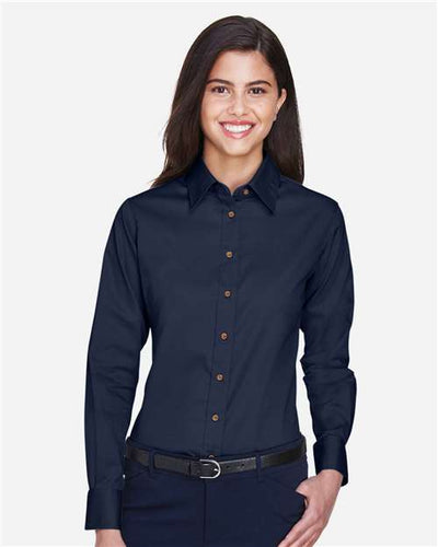 Harriton M500W Navy — on model front