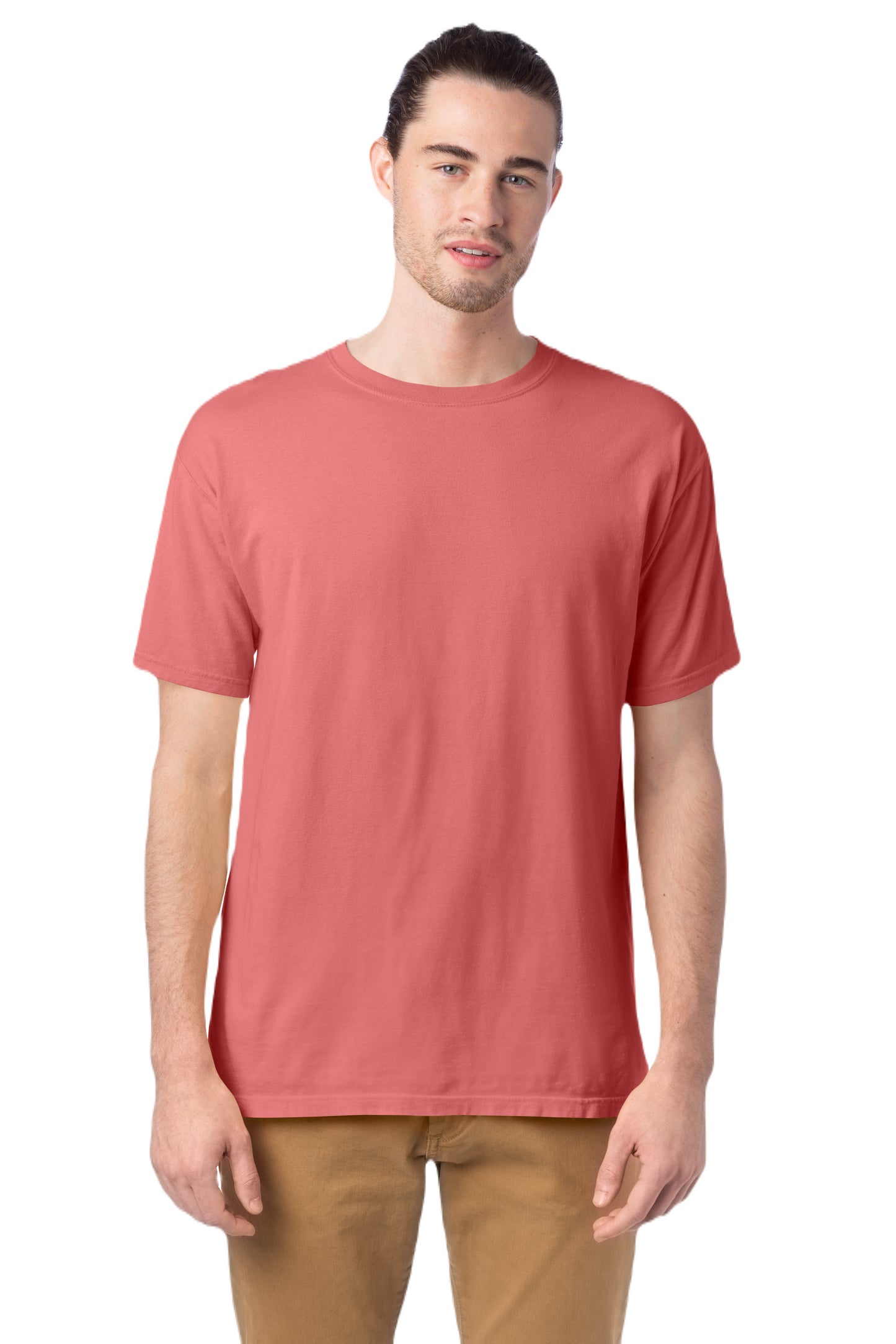 100% Ringspun Cotton Garment-Dyed T-Shirt - Coral Craze