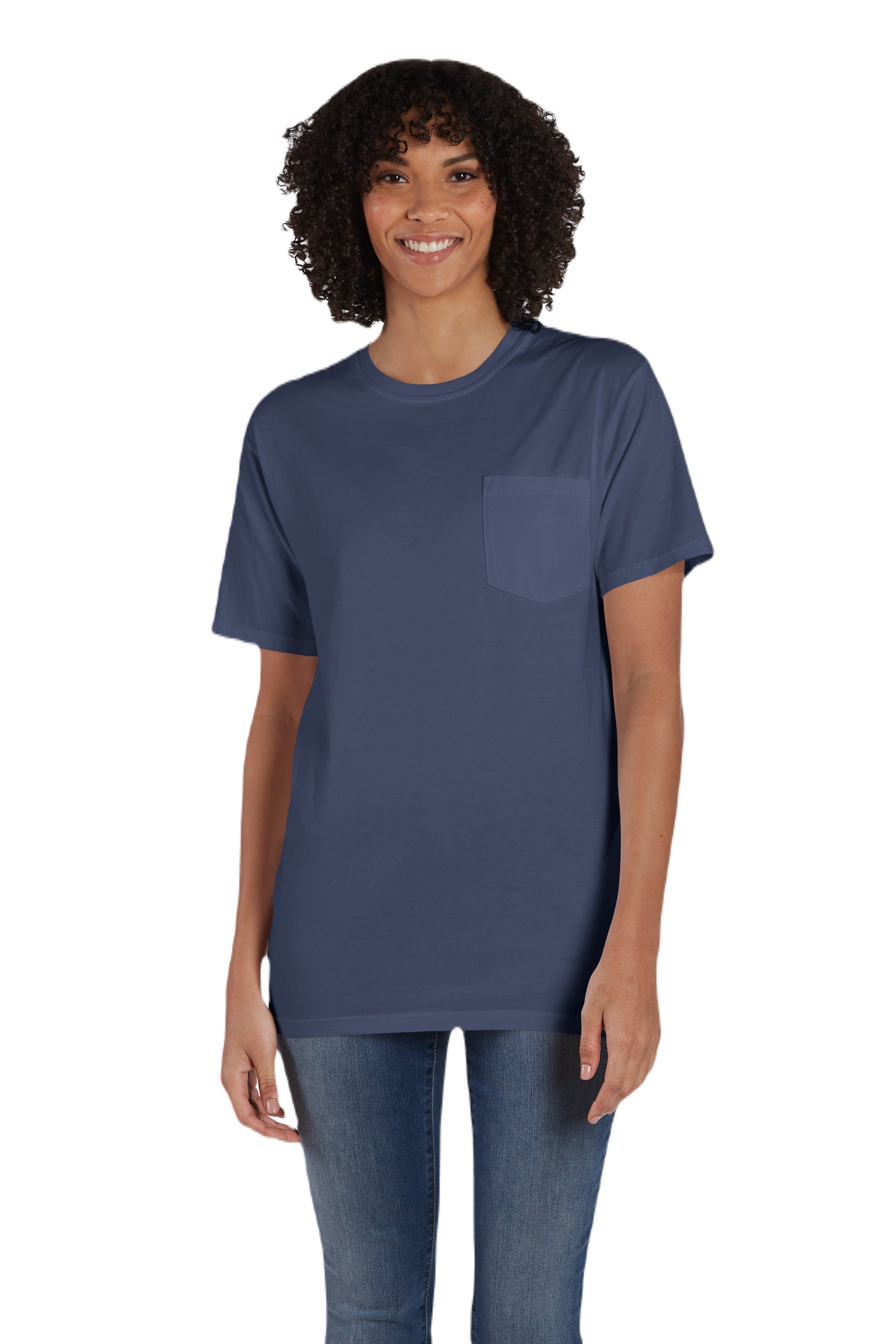 Unisex 100% Ringspun Cotton Garment-Dyed T-Shirt with Pocket - Anchor Slate