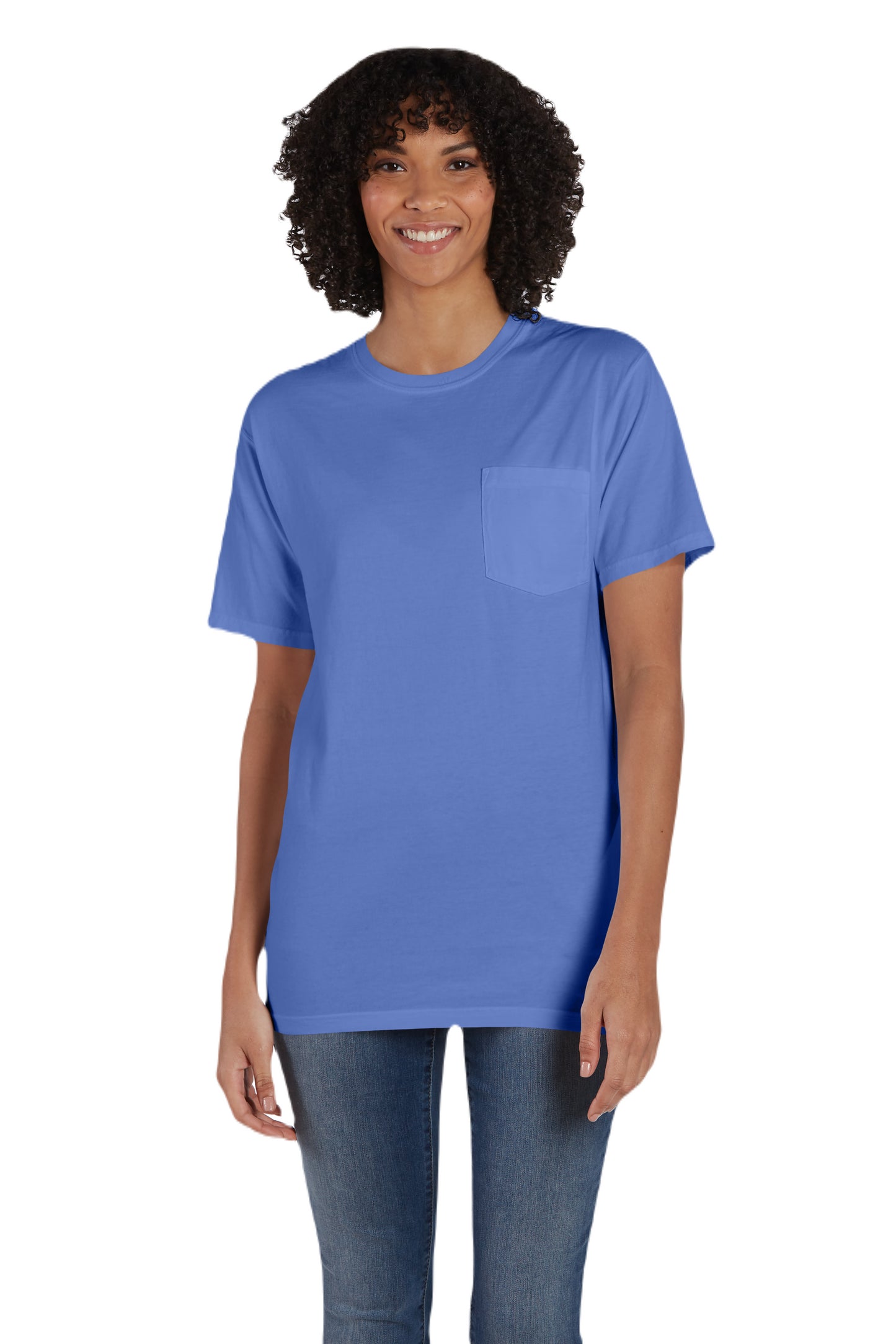 Unisex 100% Ringspun Cotton Garment-Dyed T-Shirt with Pocket - Deep Forte