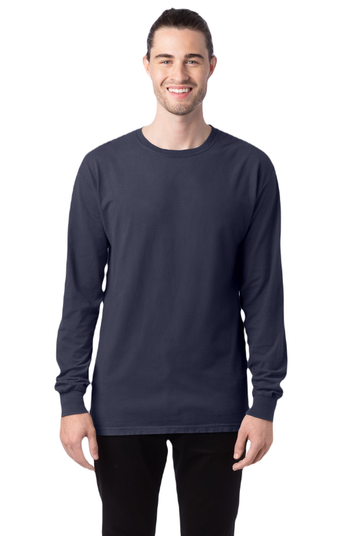 Unisex 100% Ringspun Cotton Garment-Dyed Long-Sleeve T-Shirt - Anchor Slate