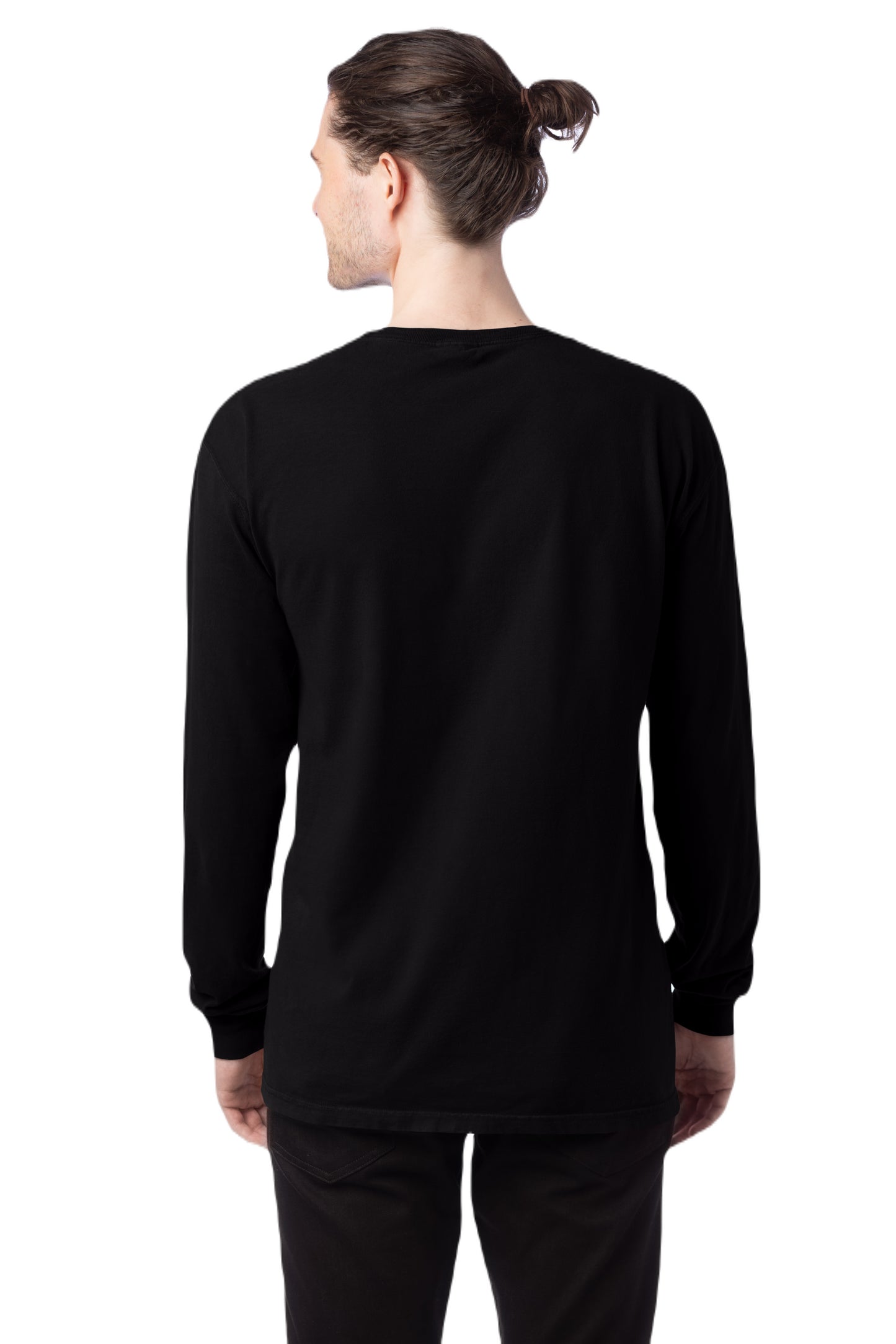 Unisex 100% Ringspun Cotton Garment-Dyed Long-Sleeve T-Shirt - Black