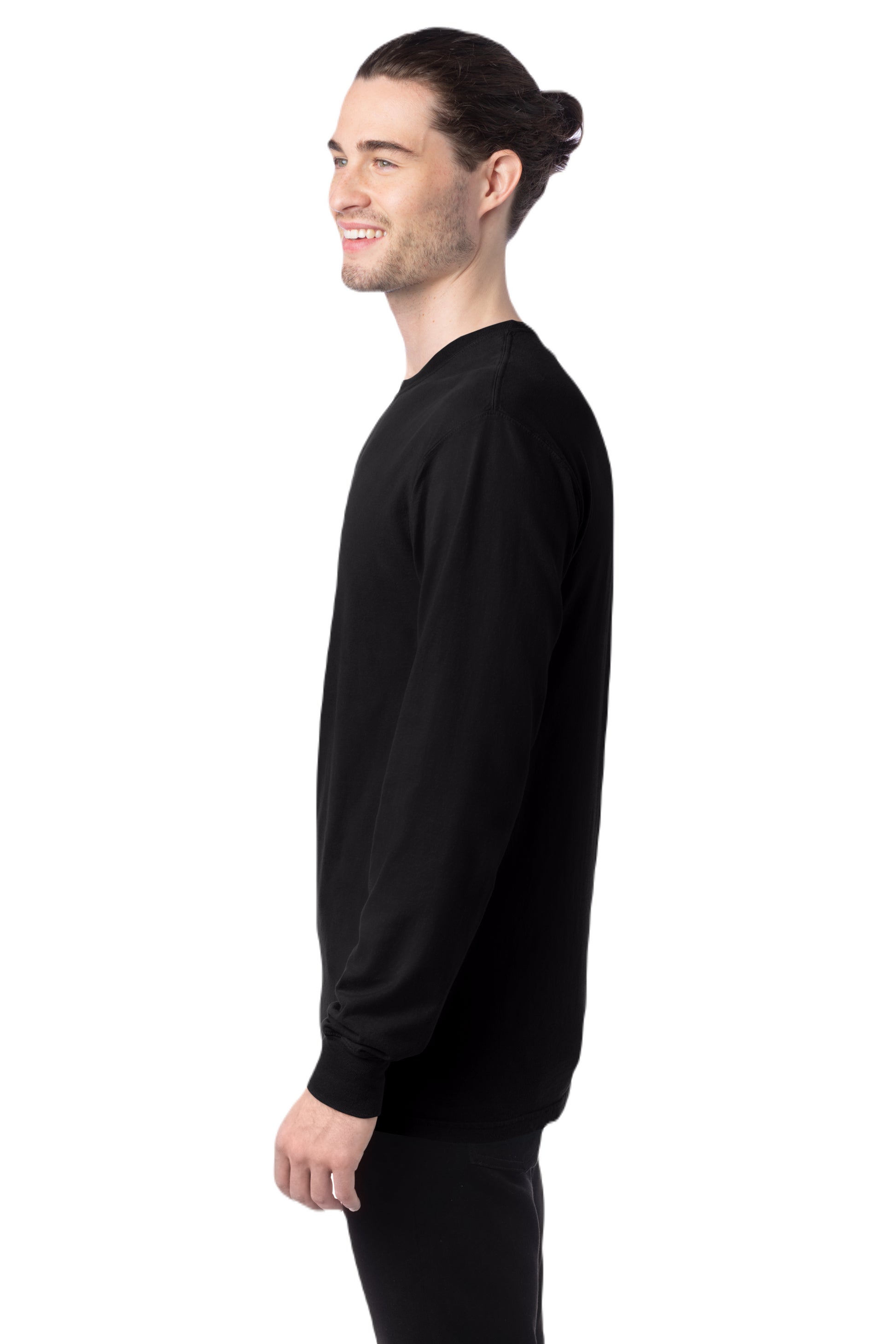 Unisex 100% Ringspun Cotton Garment-Dyed Long-Sleeve T-Shirt - Black