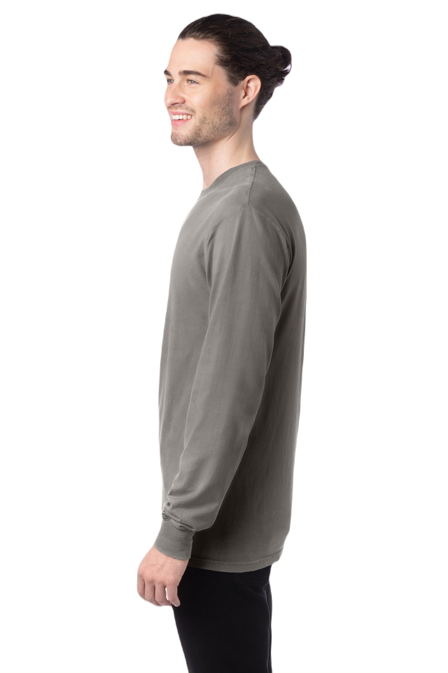 Unisex 100% Ringspun Cotton Garment-Dyed Long-Sleeve T-Shirt - Concrete