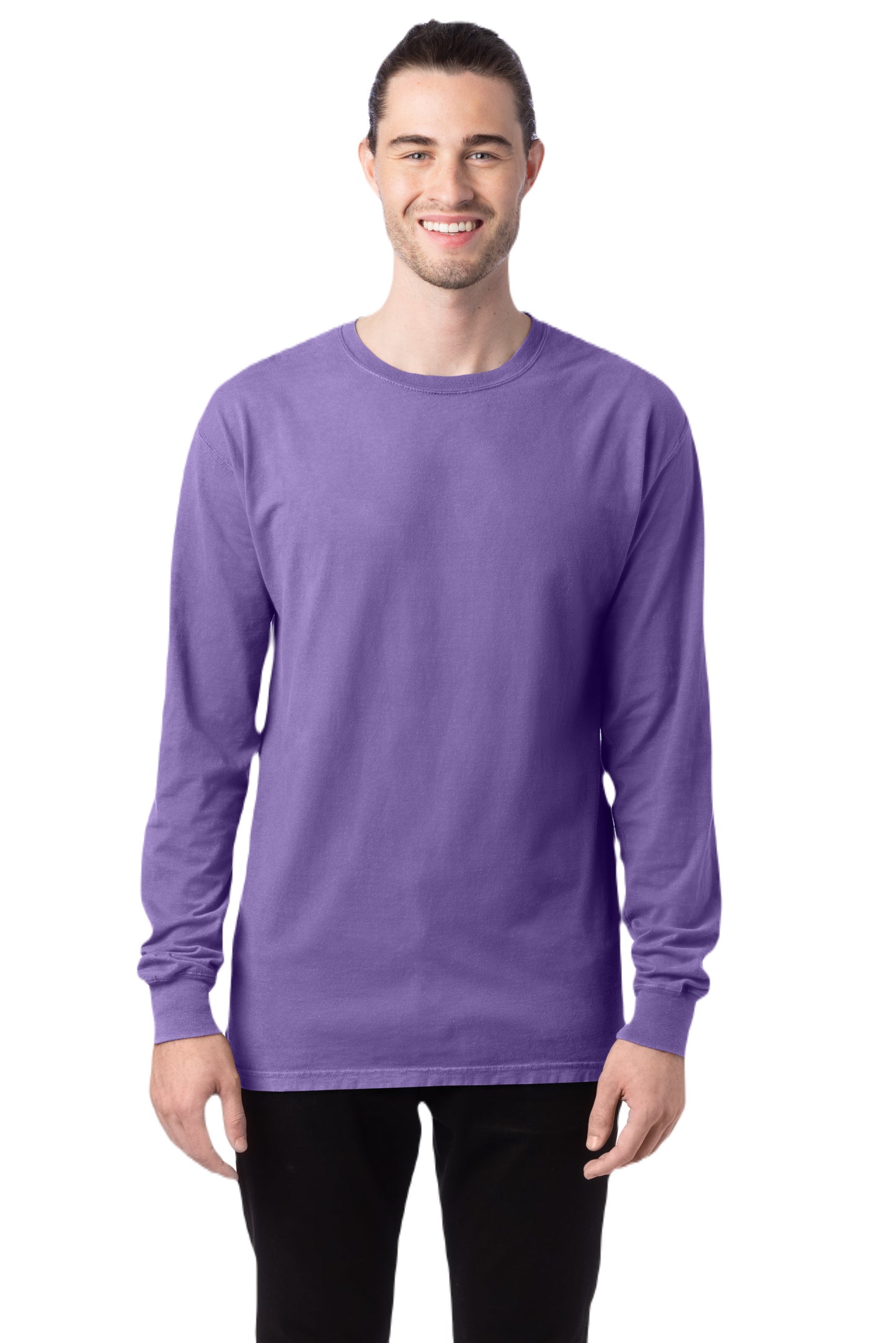 Unisex 100% Ringspun Cotton Garment-Dyed Long-Sleeve T-Shirt - Lavender