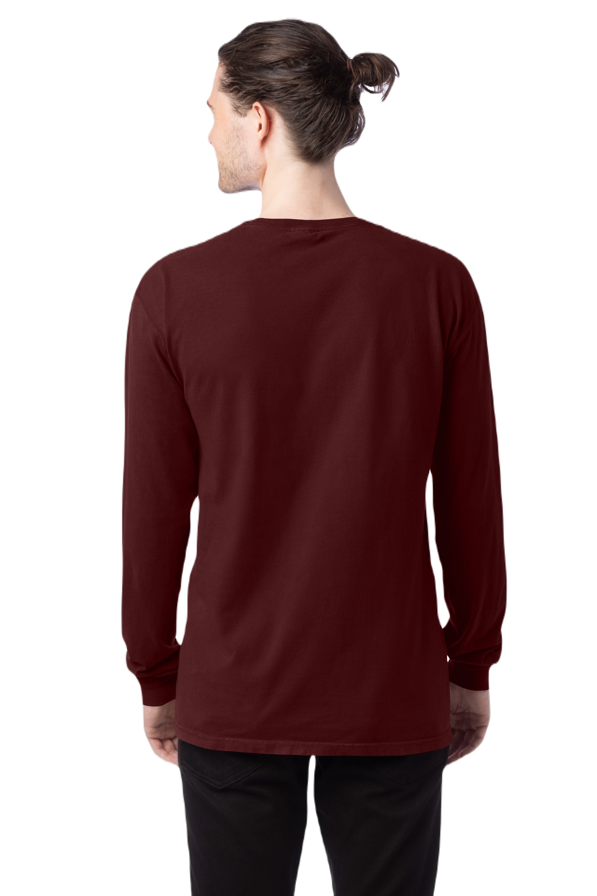 Unisex 100% Ringspun Cotton Garment-Dyed Long-Sleeve T-Shirt - Maroon
