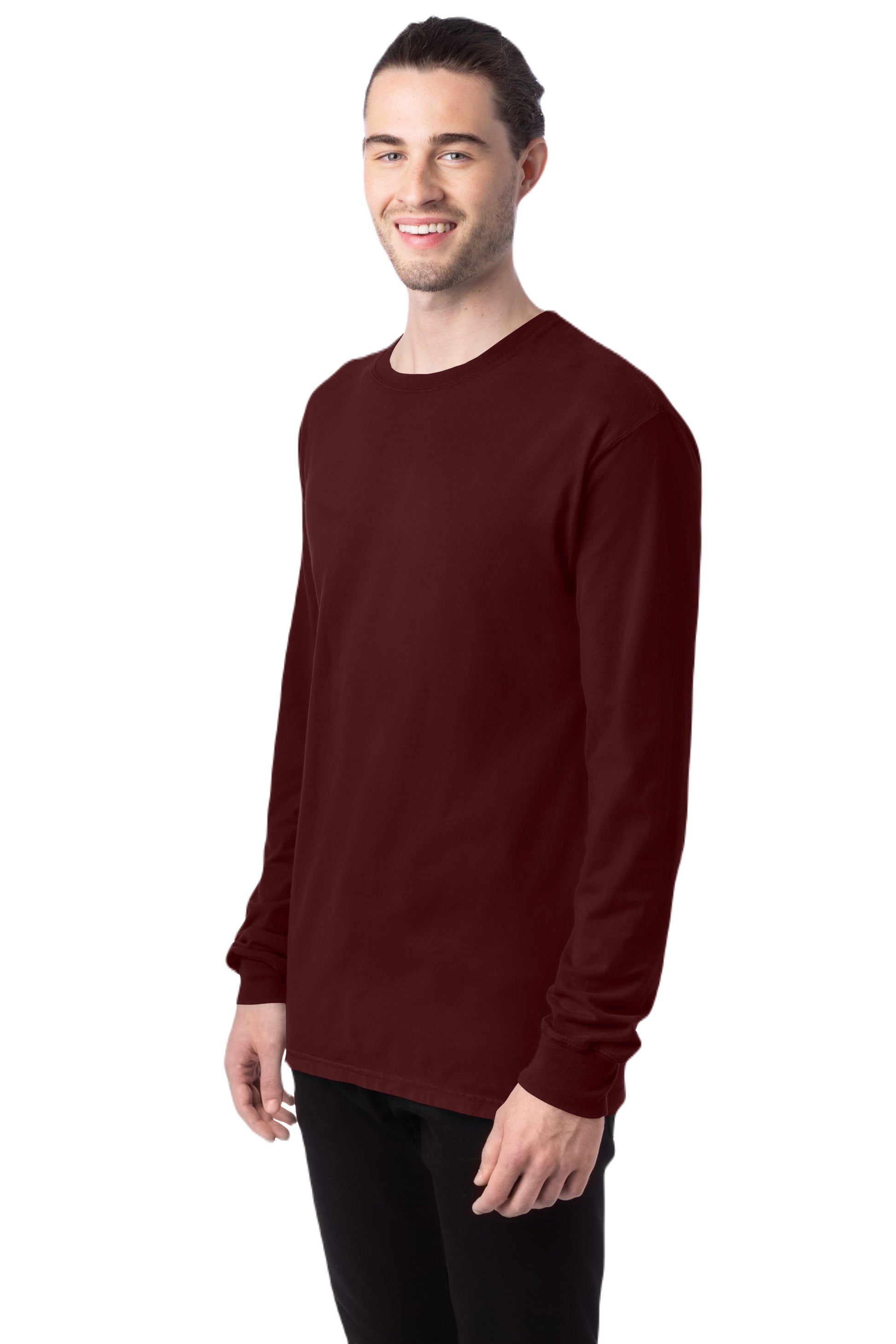 Unisex 100% Ringspun Cotton Garment-Dyed Long-Sleeve T-Shirt - Maroon