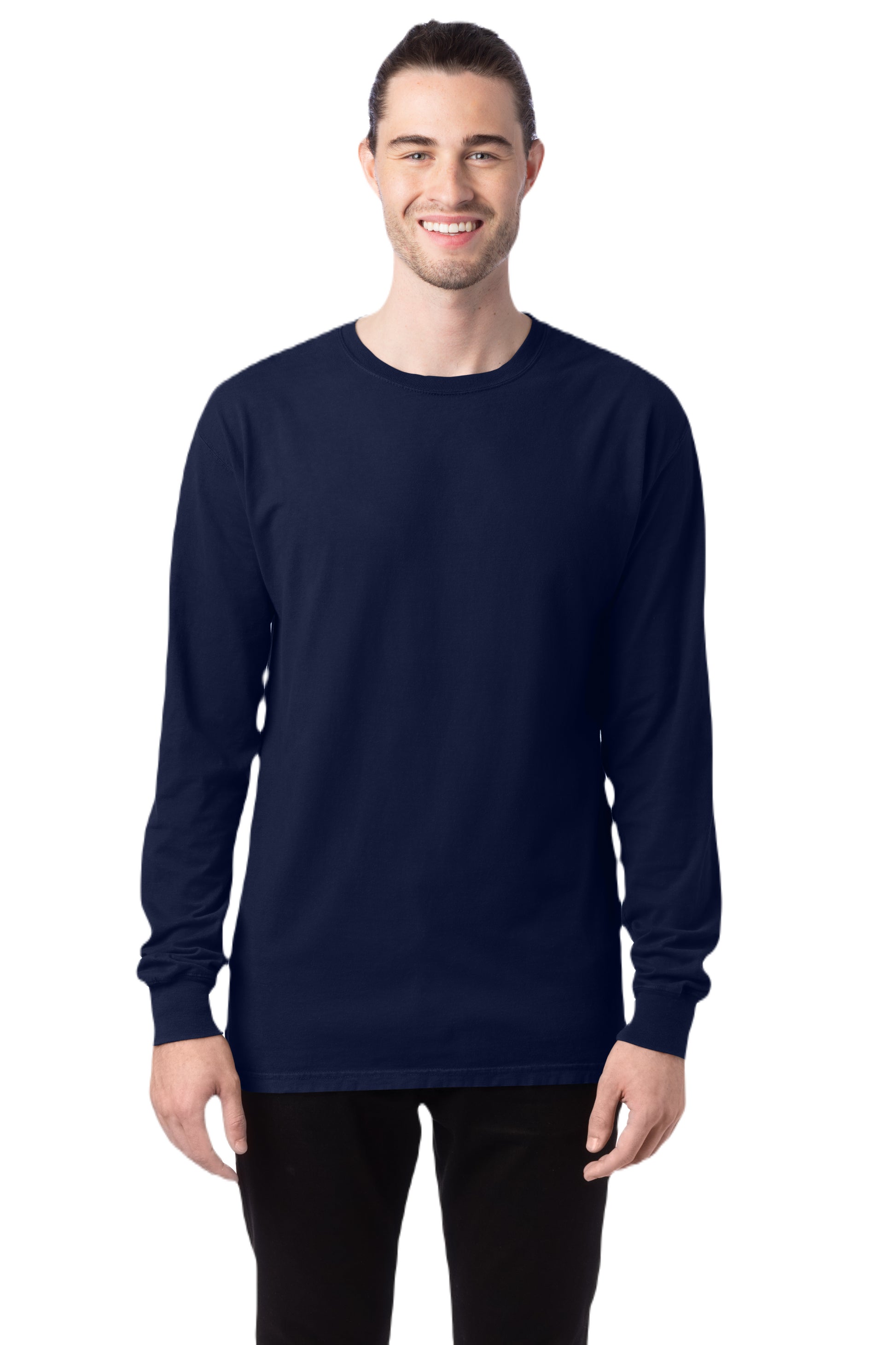 Unisex 100% Ringspun Cotton Garment-Dyed Long-Sleeve T-Shirt - Navy